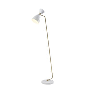 59" Gold And White Task Floor Lamp With White Metal Cone Shade-Floor Lamps-DECOROLALA