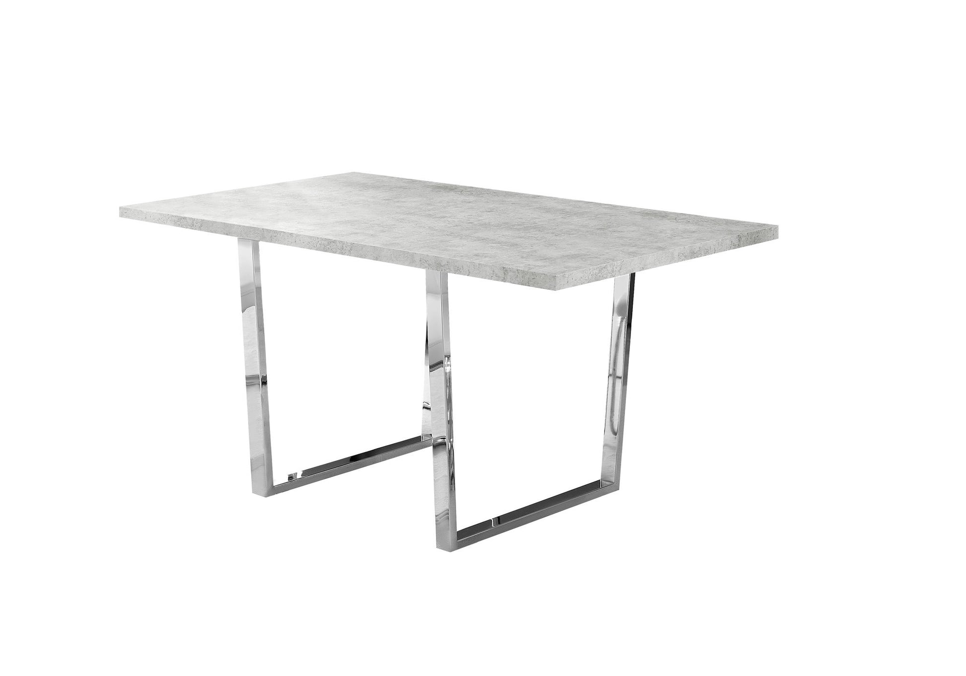 59" Gray And Silver Metal Sled Base Dining Table-Dining Tables-DECOROLALA