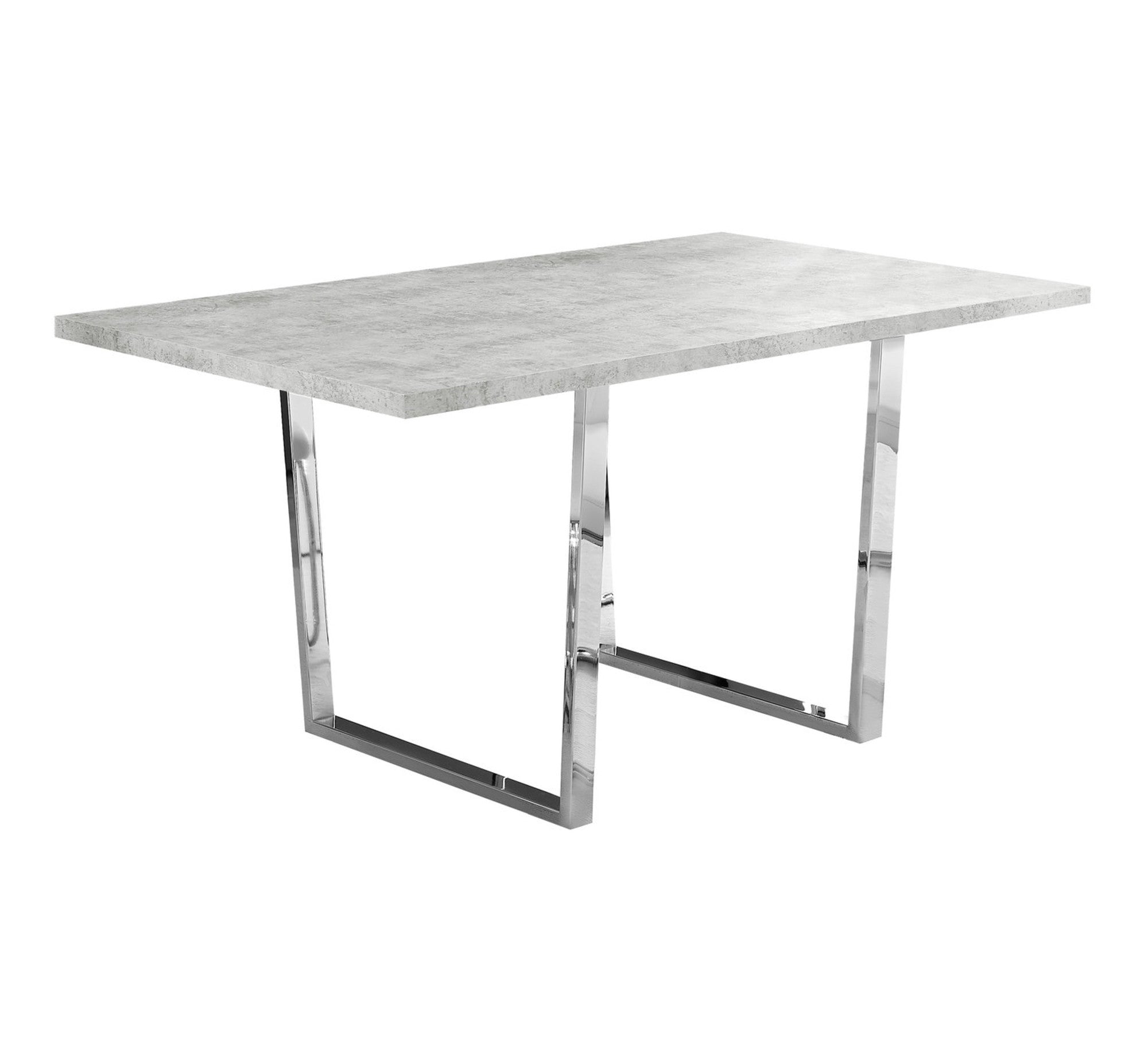 59" Gray And Silver Metal Sled Base Dining Table-Dining Tables-DECOROLALA