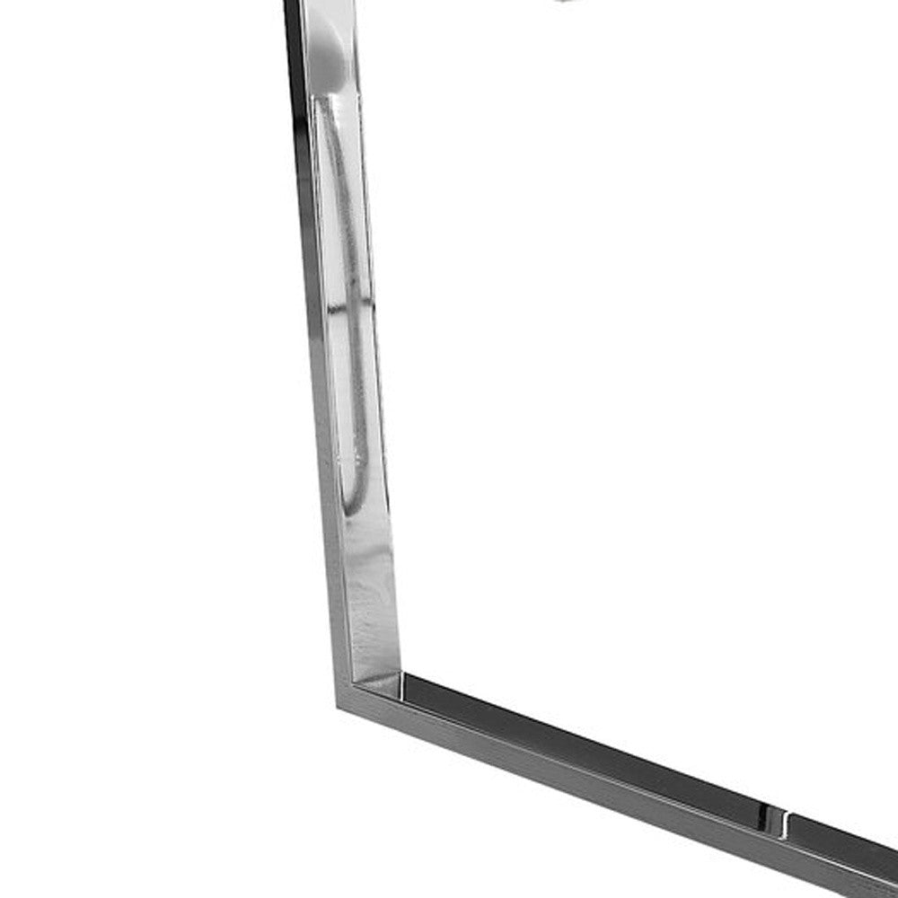 59" Gray And Silver Metal Sled Base Dining Table-Dining Tables-DECOROLALA