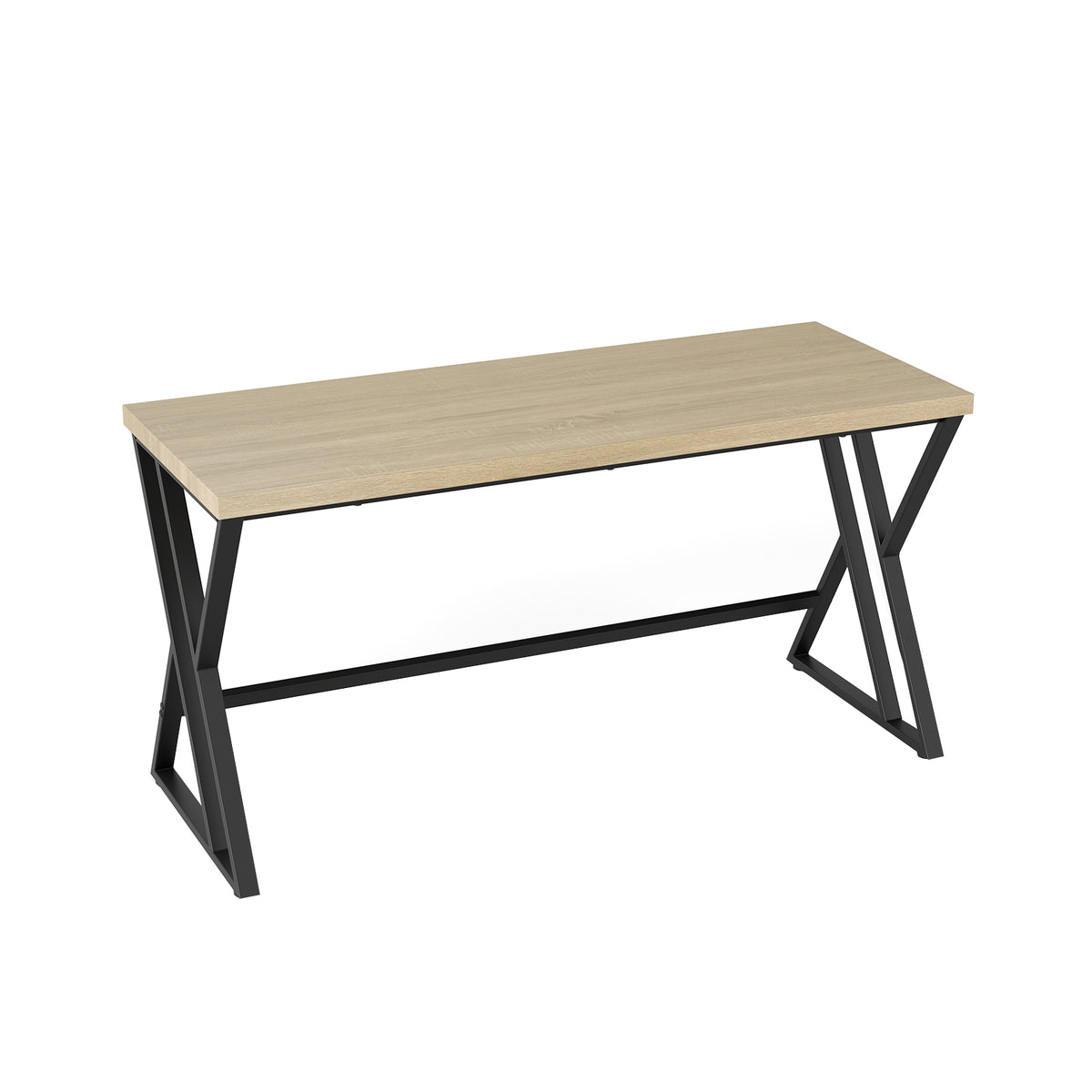 59 Inch Computer Desk with Heavy-duty Metal Frame and Crossbar-Gray-Computer Desks-DECOROLALA
