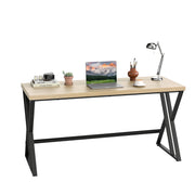 59 Inch Computer Desk with Heavy-duty Metal Frame and Crossbar-Gray-Computer Desks-DECOROLALA