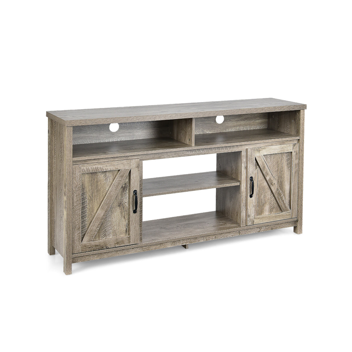 59 Inch TV Stand Media Center Console Cabinet with Barn Door for TV's 65 Inch-Natural-Entertainment Centers & TV Stands-DECOROLALA