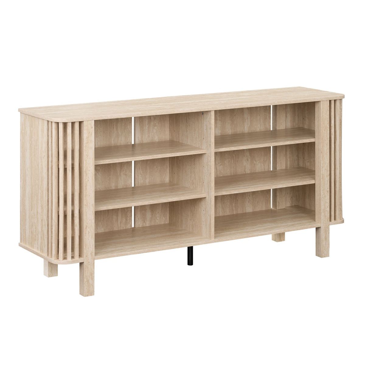 59 Inch TV Stand for TVs Up to 55 Inches with Adjustable Shelves-Natural-Entertainment Centers & TV Stands-DECOROLALA