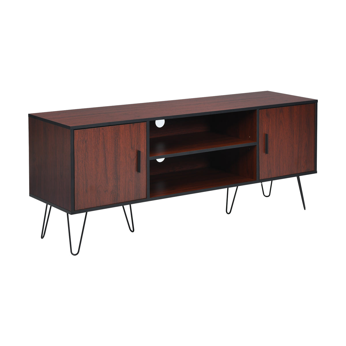 59 Inches Retro Wooden TV Stand for TVs up to 65 Inches-Brown-Entertainment Centers & TV Stands-DECOROLALA