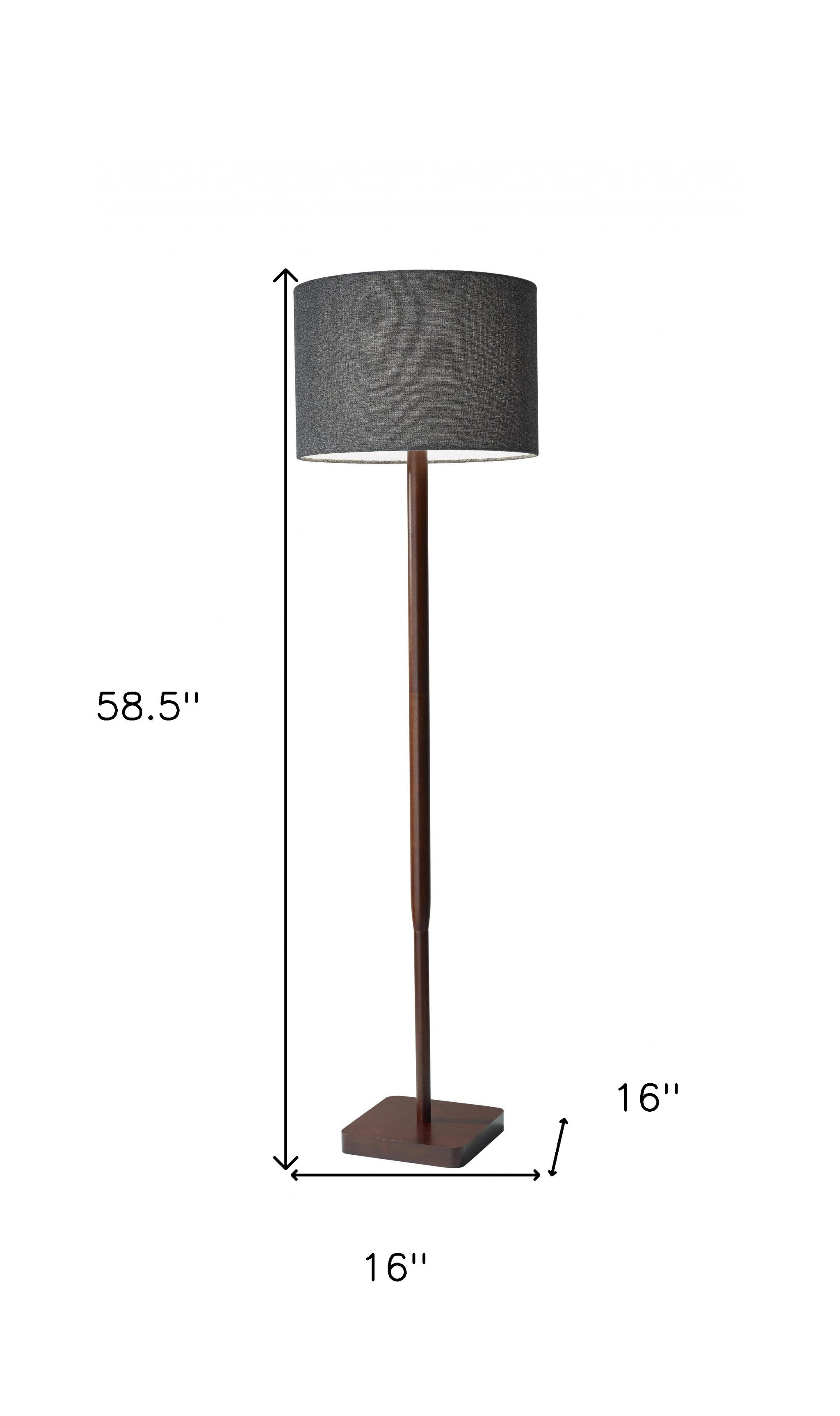 59" Natural Solid Wood Floor Lamp With White Linen Drum Shade-Floor Lamps-DECOROLALA