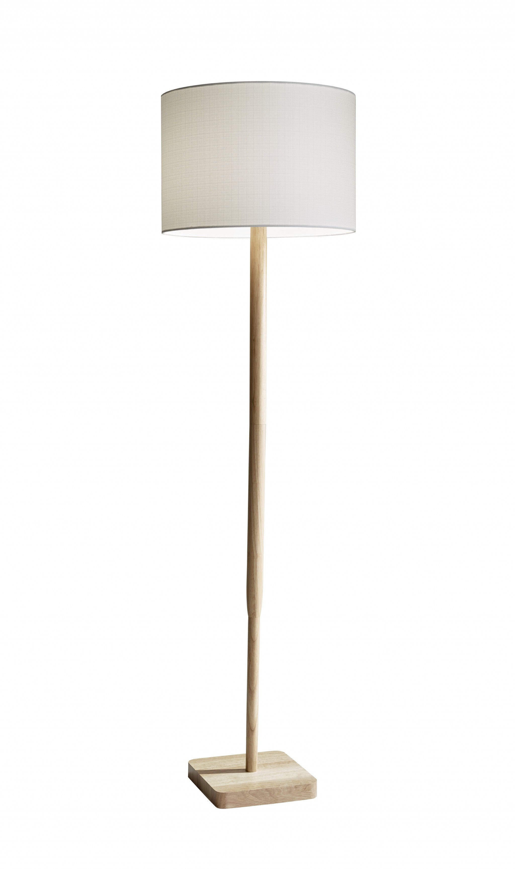 59" Natural Solid Wood Floor Lamp With White Linen Drum Shade-Floor Lamps-DECOROLALA