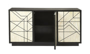 59" Natural and Black Sideboard with Three Doors-Sideboards-DECOROLALA