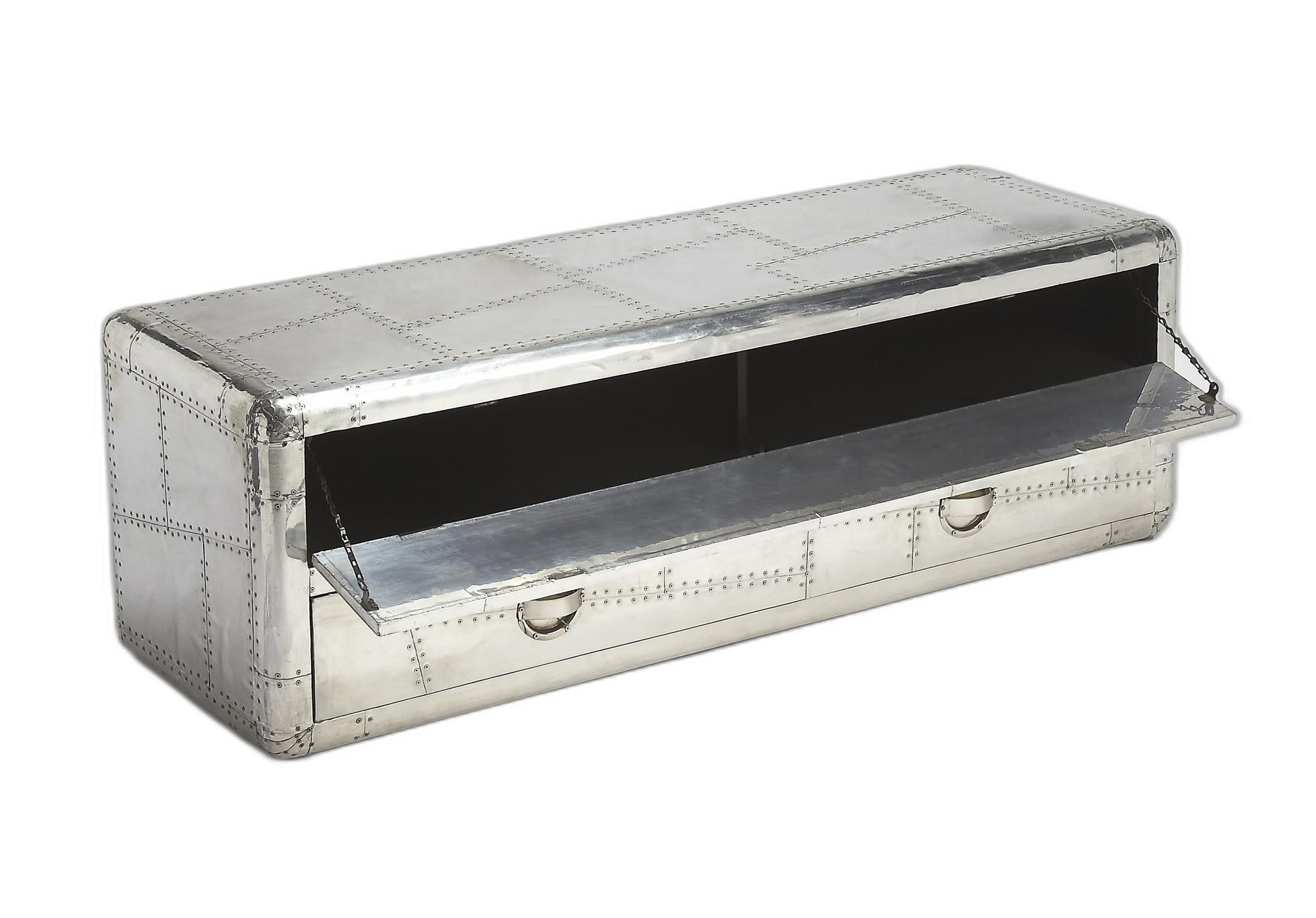 59" Silver Solid Wood Enclosed and Open Storage TV Stand-TV Stands-DECOROLALA