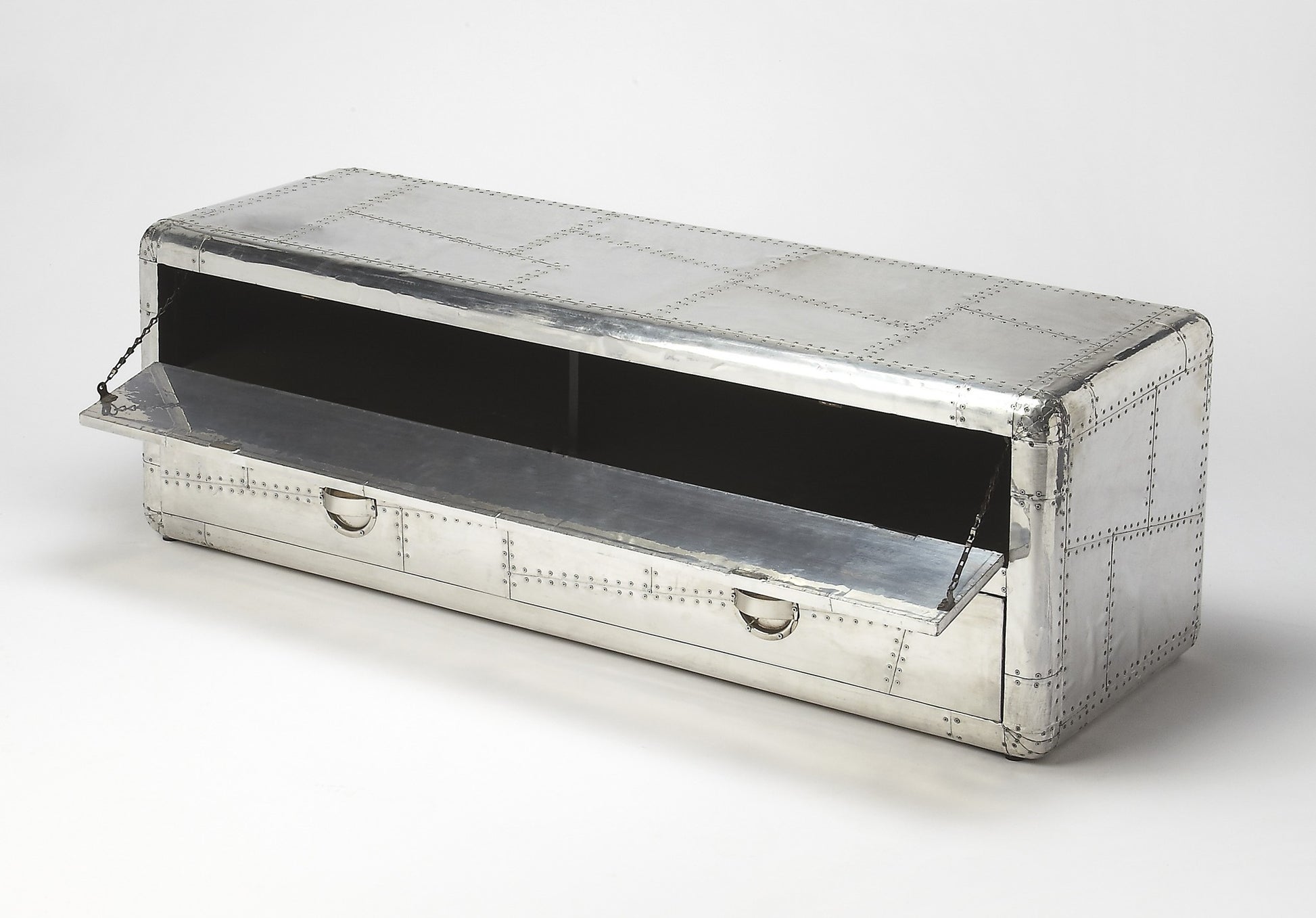 59" Silver Solid Wood Enclosed and Open Storage TV Stand-TV Stands-DECOROLALA