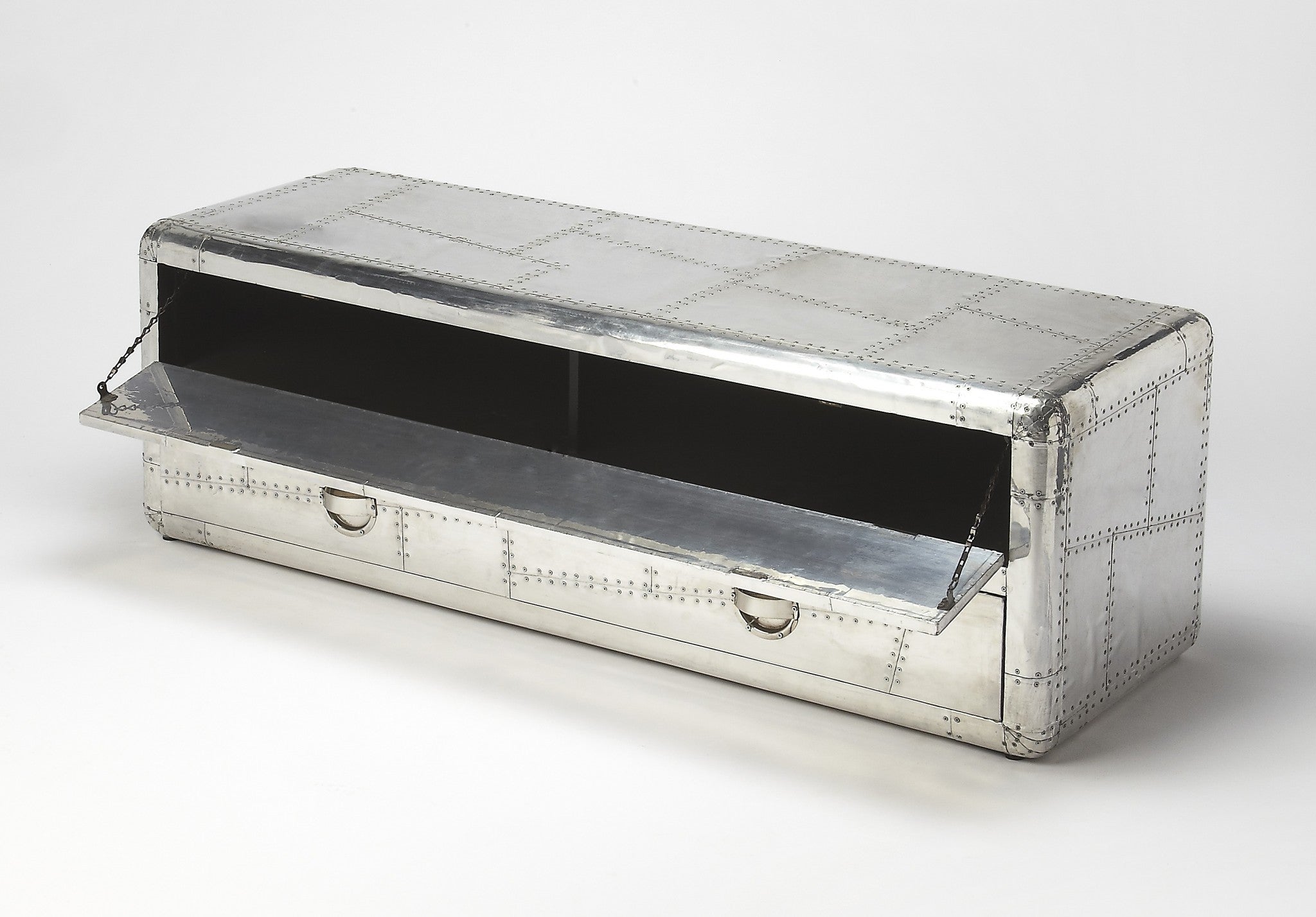 59" Silver Solid Wood Enclosed and Open Storage TV Stand-TV Stands-DECOROLALA