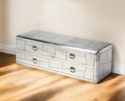 59" Silver Solid Wood Enclosed and Open Storage TV Stand-TV Stands-DECOROLALA