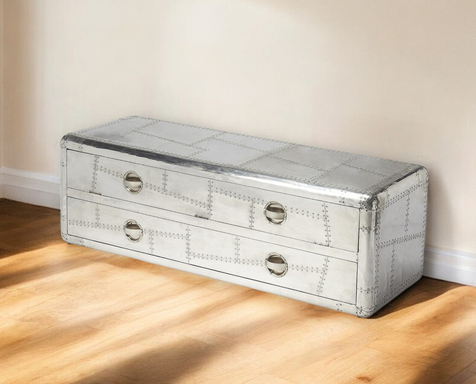 59" Silver Solid Wood Enclosed and Open Storage TV Stand-TV Stands-DECOROLALA