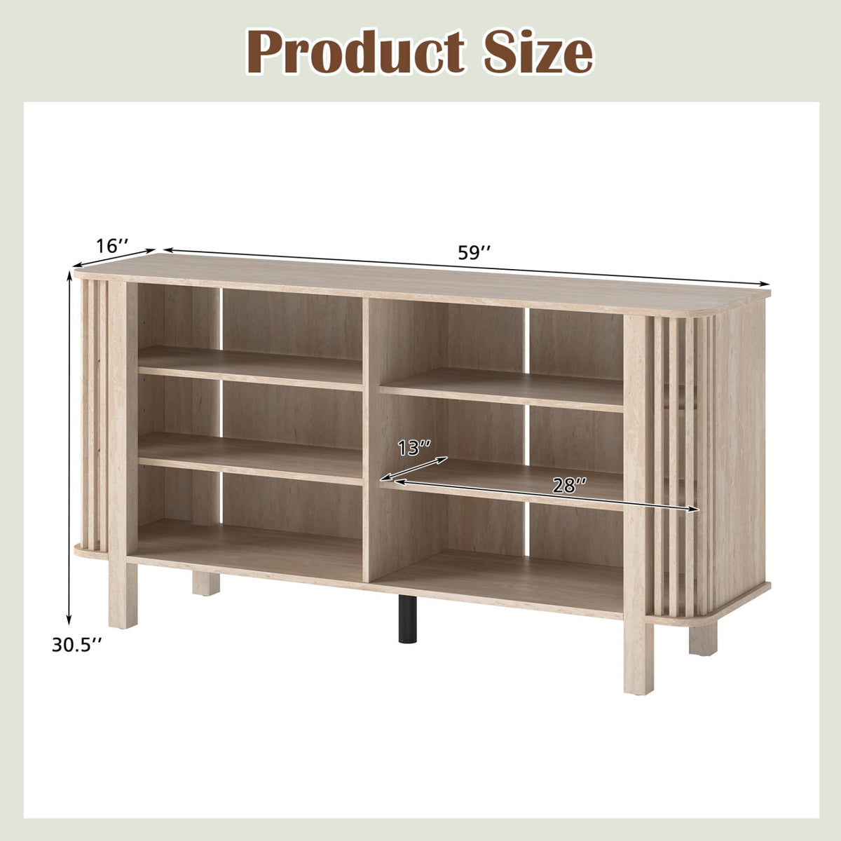 59" TV Stand for TVs Up to 55 Inches with Adjustable Shelves - Natural-Entertainment Centers & TV Stands-DECOROLALA