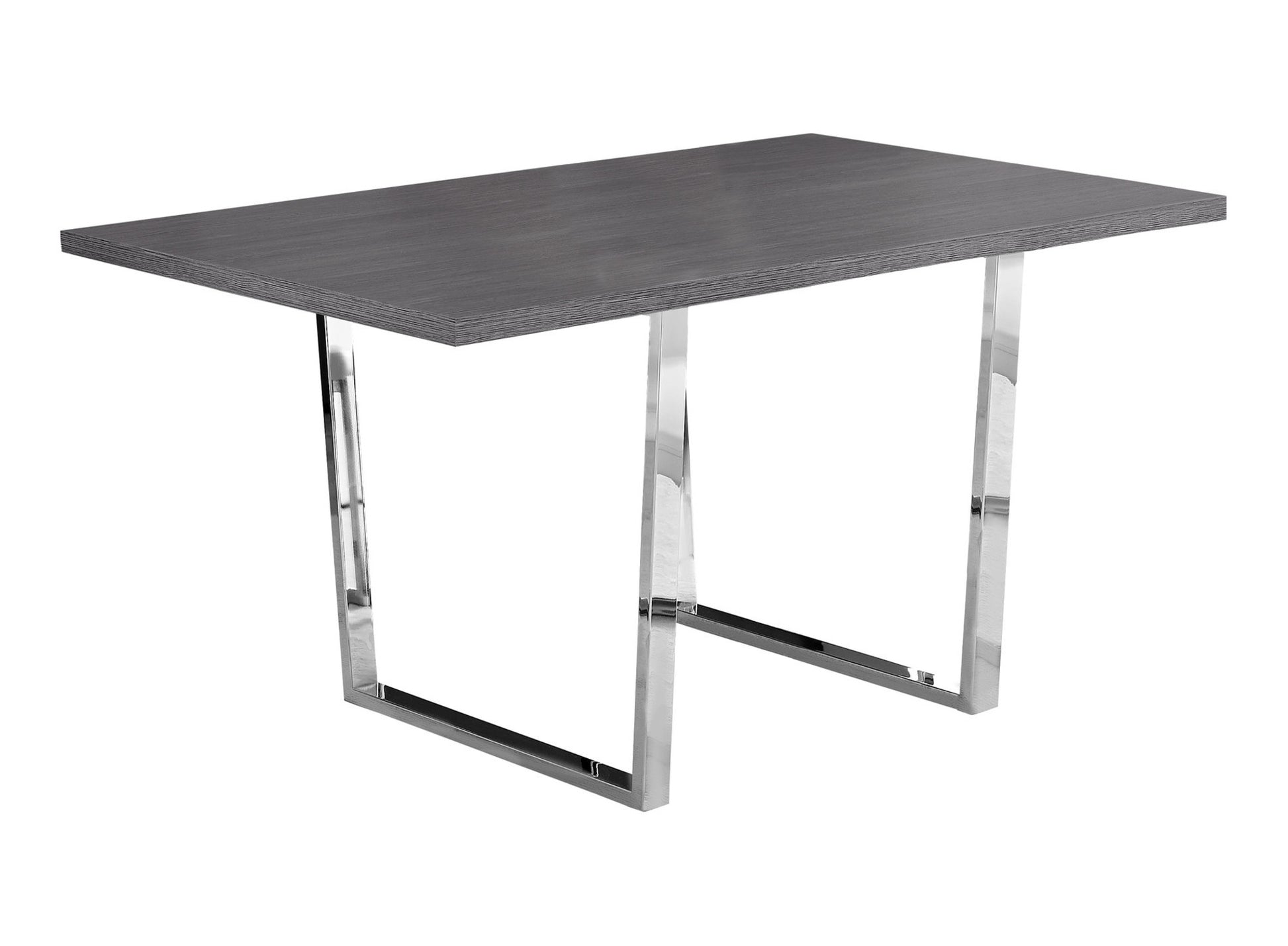 59" Taupe And Silver Metal Sled Base Dining Table-Dining Tables-DECOROLALA