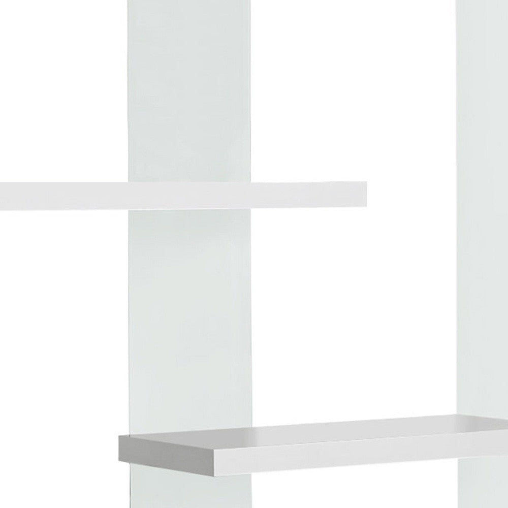 59" White And Clear Glass and Wood Four Tier Etagere Bookcase-Bookcases-DECOROLALA