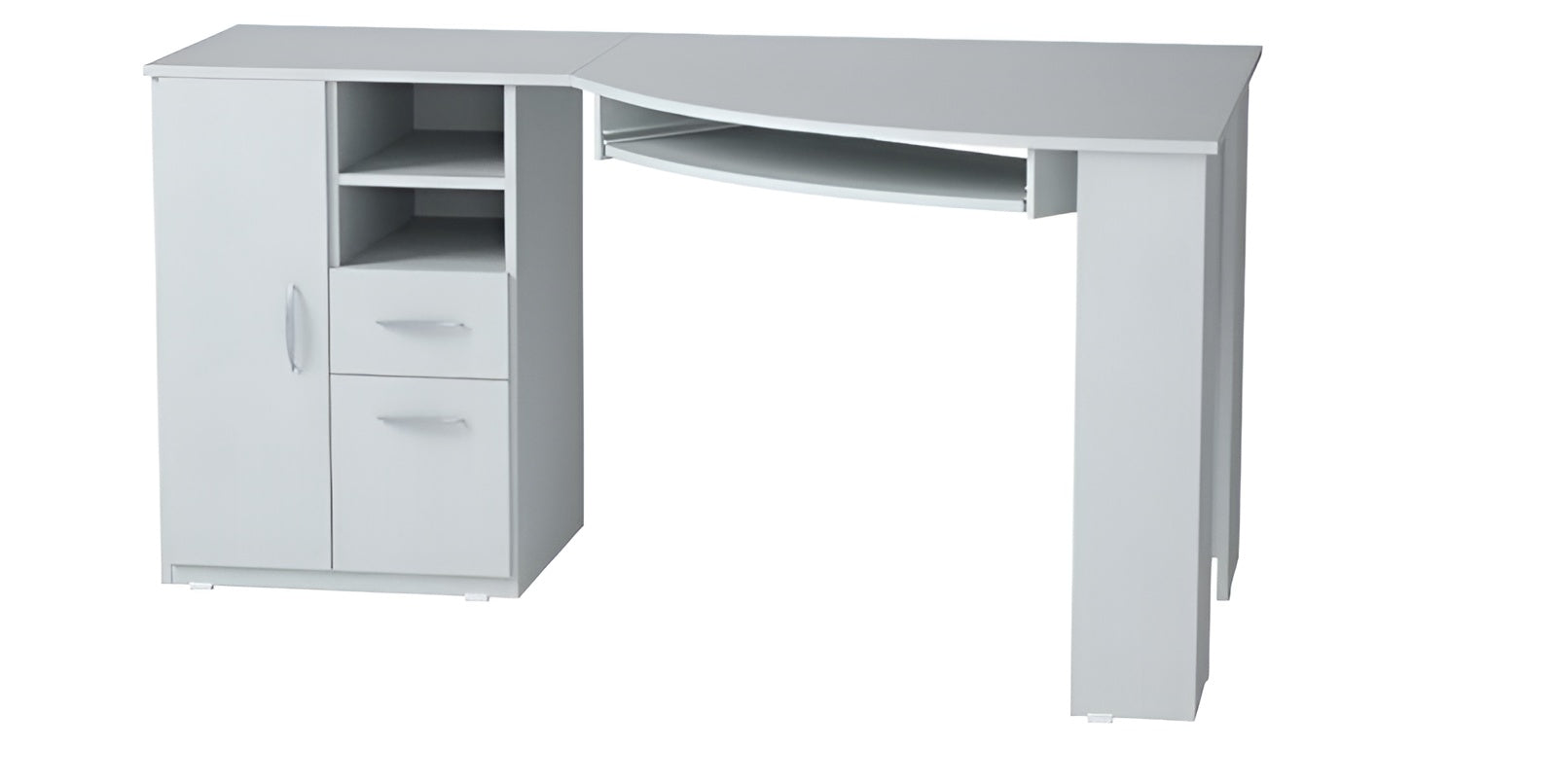 59" White Corner Computer Desk With Two Drawers-Desks-DECOROLALA