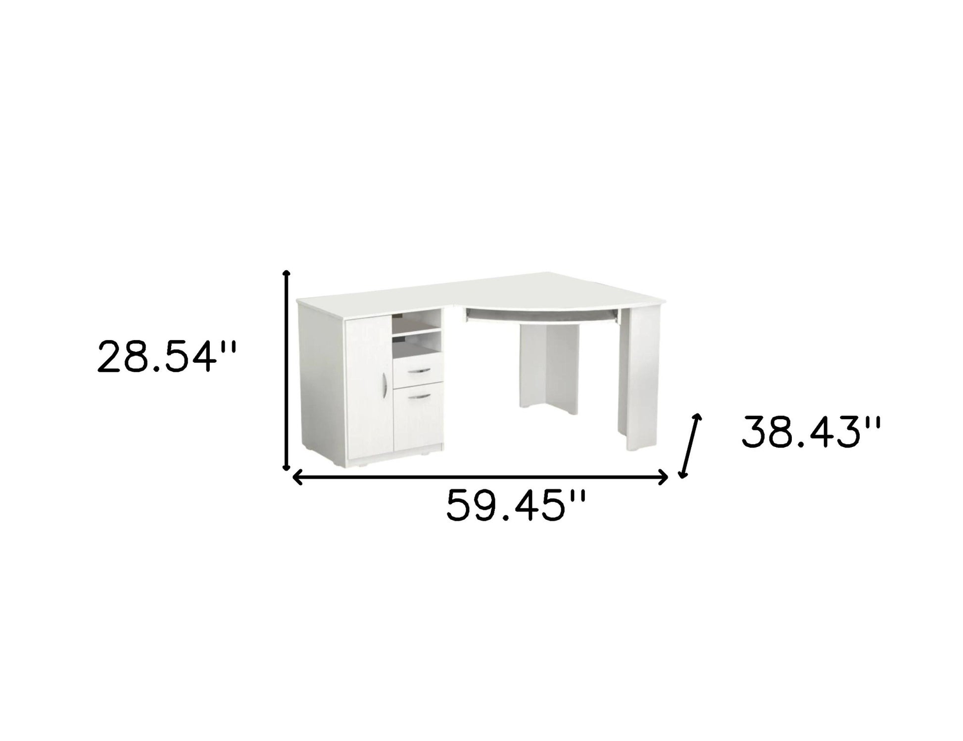 59" White Corner Computer Desk With Two Drawers-Desks-DECOROLALA