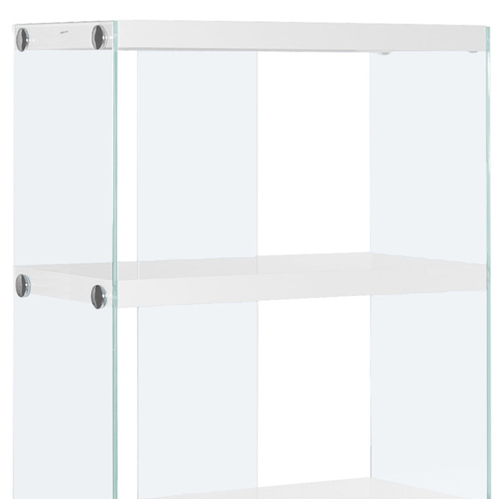 59" White Glass Four Tier Etagere Bookcase-Bookcases-DECOROLALA