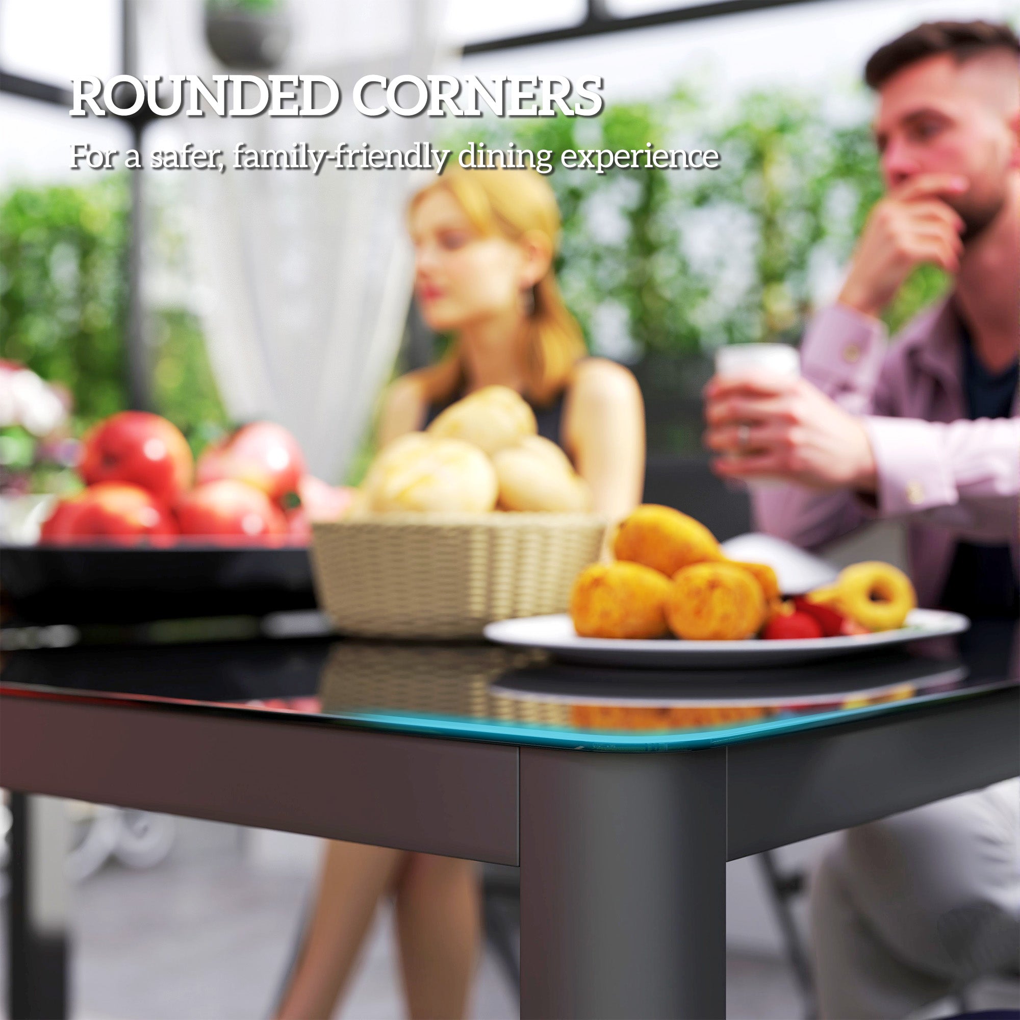 59" x 35" Outdoor Dining Table - Grey Aluminum and Glass-DECOROLALA