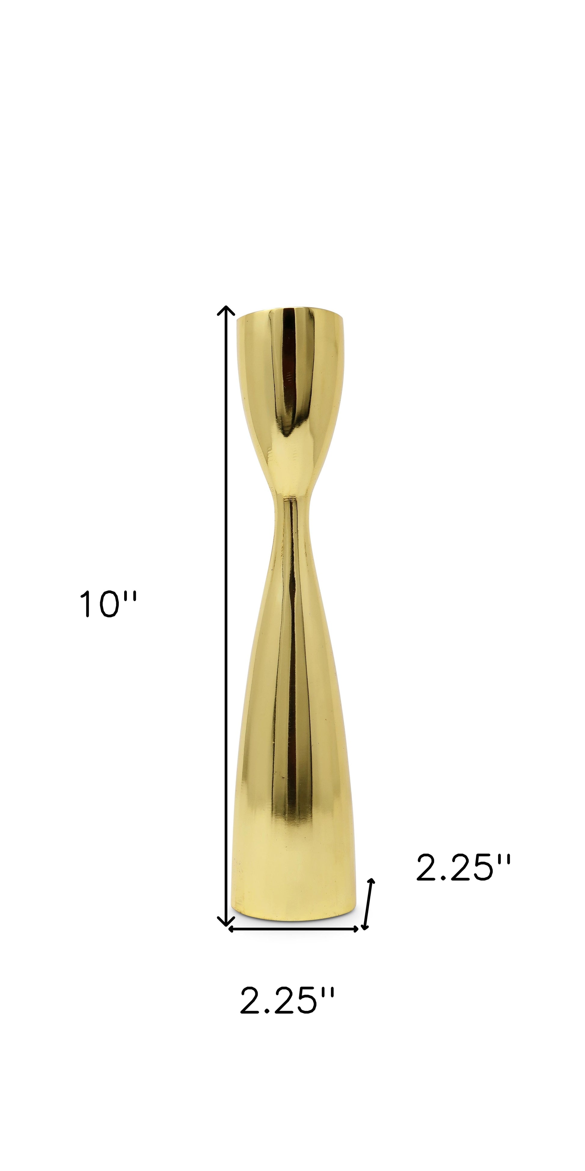 10" Gold Stainless Steel Tabletop Taper Candlestick-Candle Holders-DECOROLALA