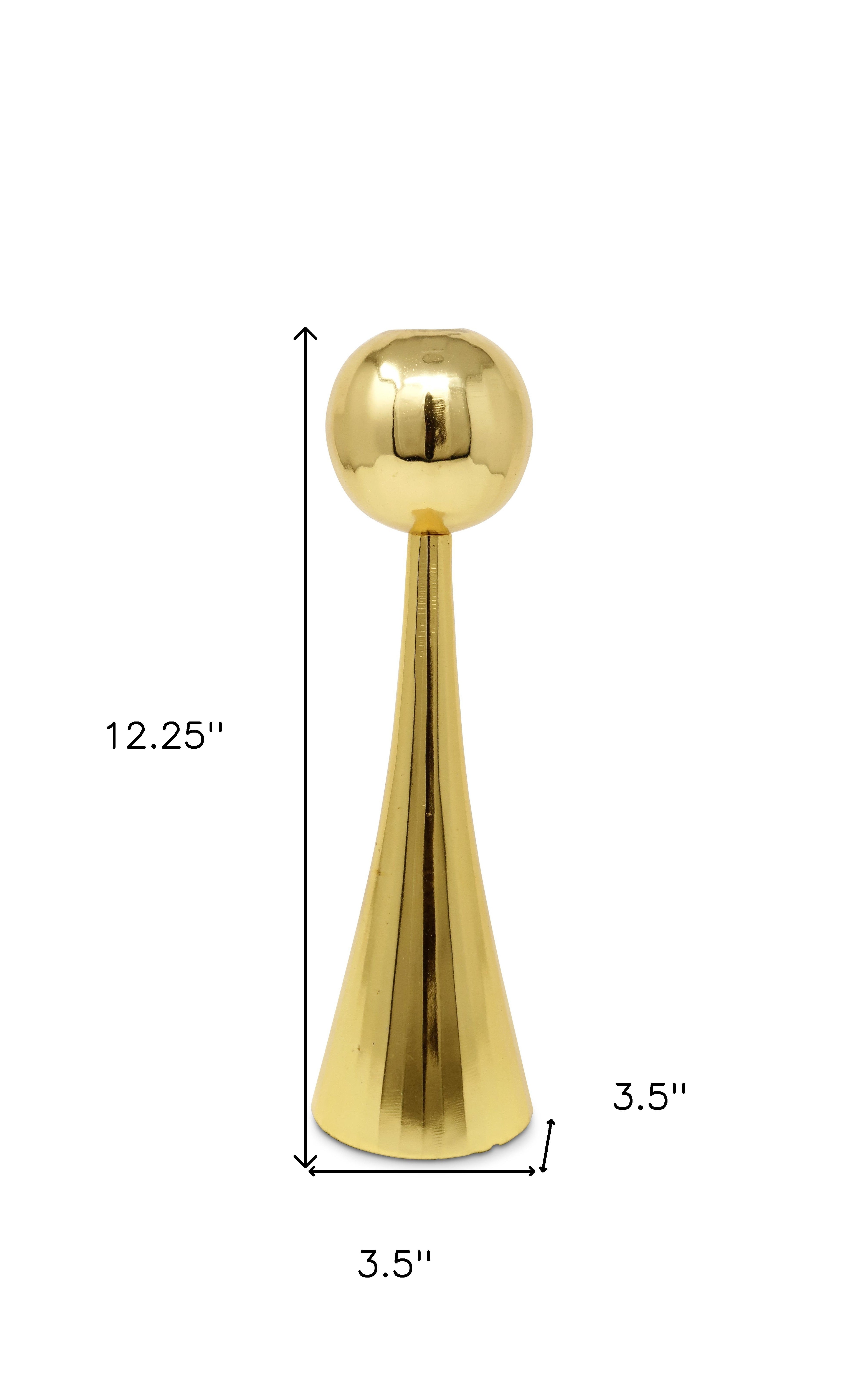 12" Gold Stainless Steel Tabletop Taper Candlestick-Candle Holders-DECOROLALA
