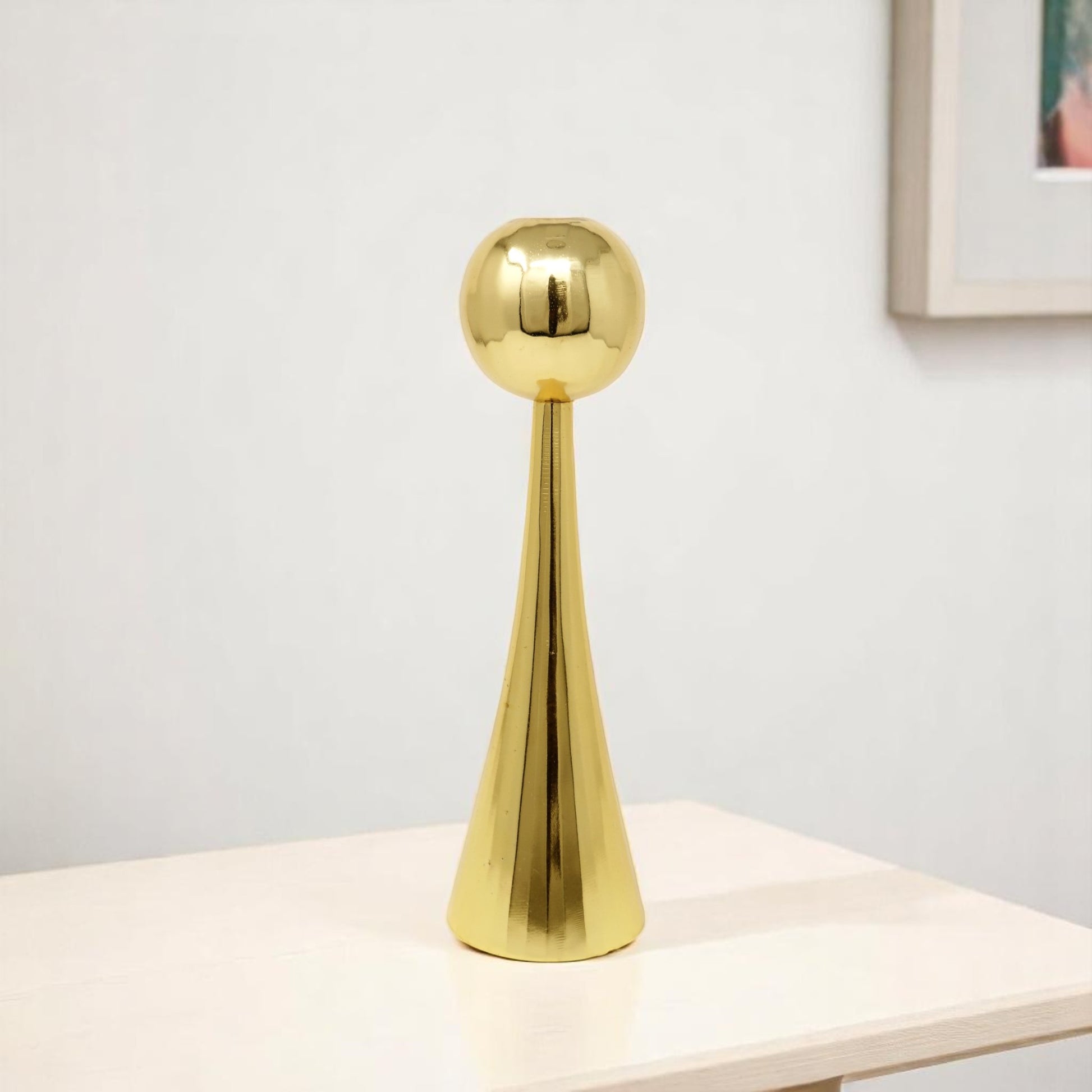 12" Gold Stainless Steel Tabletop Taper Candlestick-Candle Holders-DECOROLALA