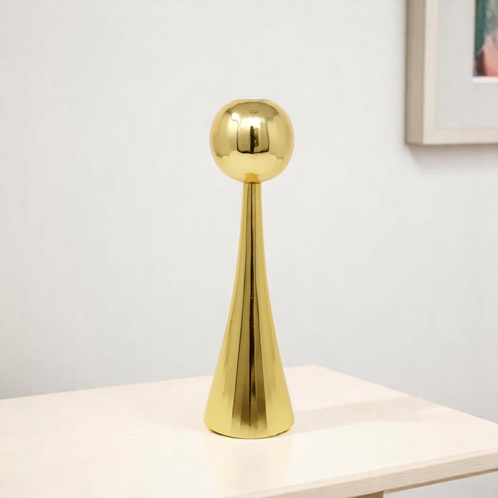 12" Gold Stainless Steel Tabletop Taper Candlestick-Candle Holders-DECOROLALA