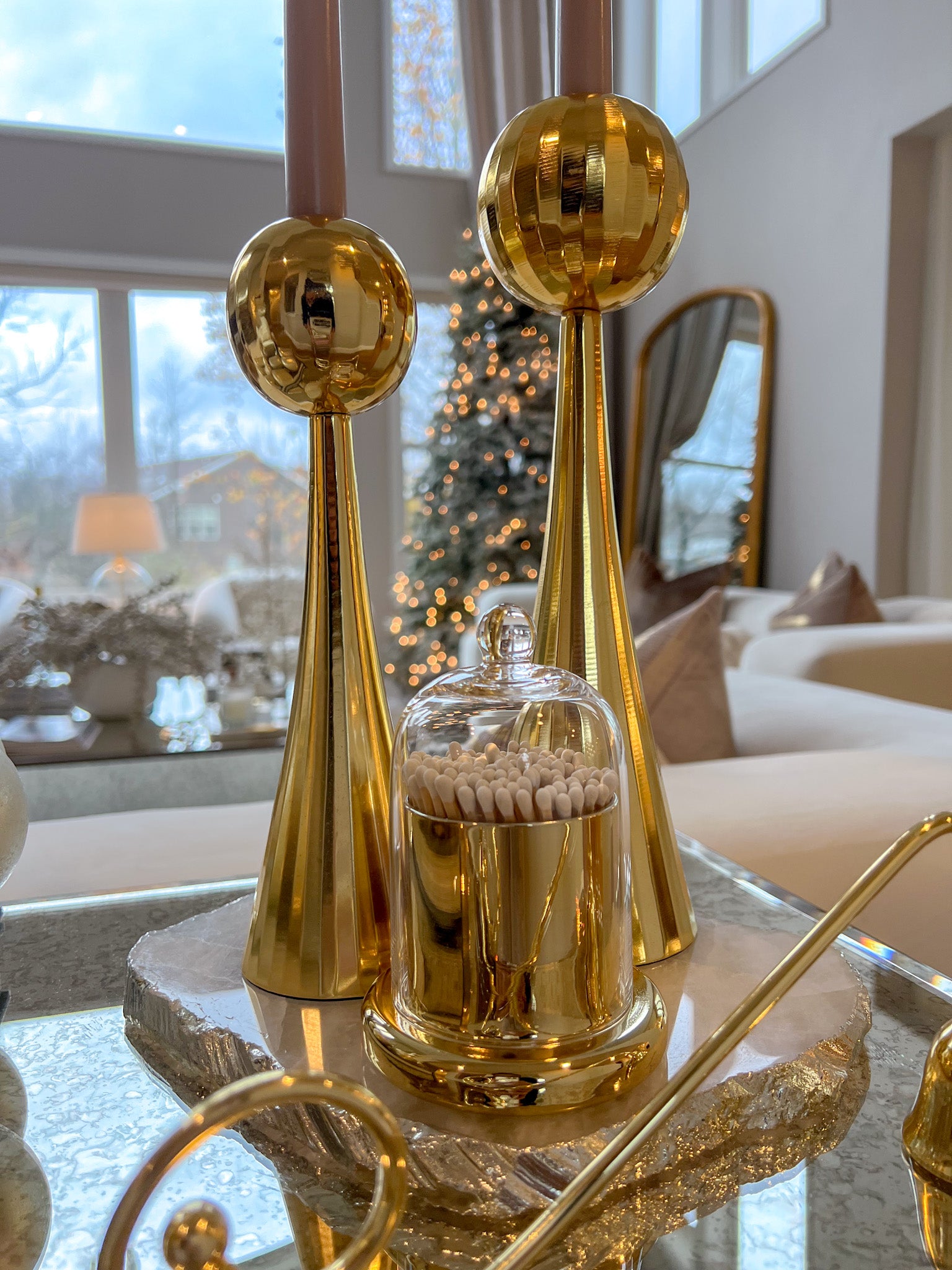 10" Gold Stainless Steel Tabletop Taper Candlestick-Candle Holders-DECOROLALA