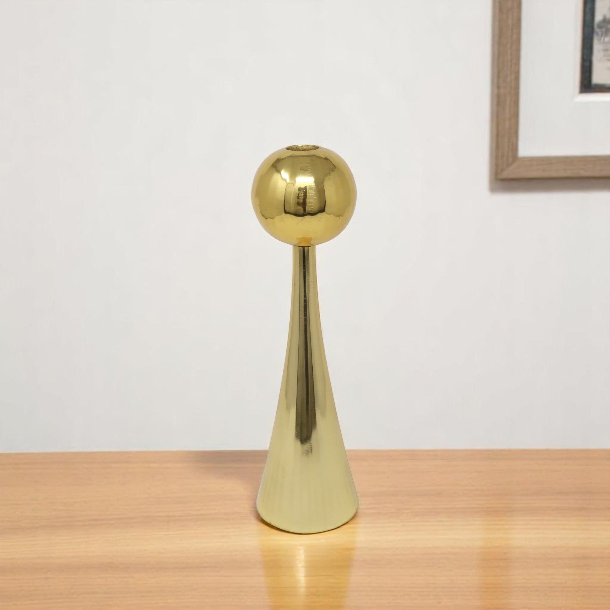 10" Gold Stainless Steel Tabletop Taper Candlestick-Candle Holders-DECOROLALA