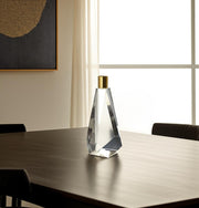 8" Clear And Gold Geo Faceted Crystal Tabletop Taper Candlestick-Candle Holders-DECOROLALA