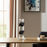9" Black And Clear Crystal Tabletop Taper Candlestick-Candle Holders-DECOROLALA