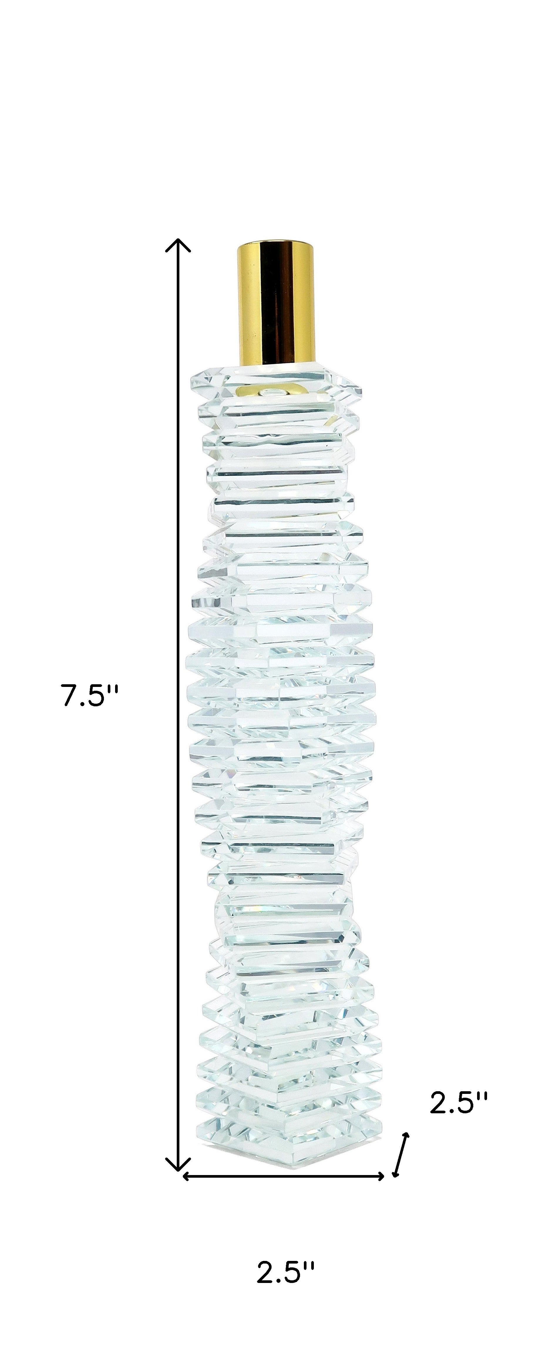 8" Clear And Gold Twisted Crystal Tabletop Taper Candlestick-Candle Holders-DECOROLALA
