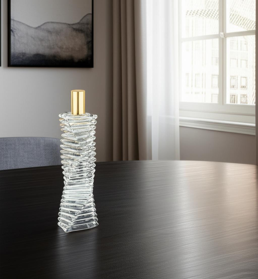 12" Clear And Gold Twisted Crystal Tabletop Taper Candlestick-Candle Holders-DECOROLALA