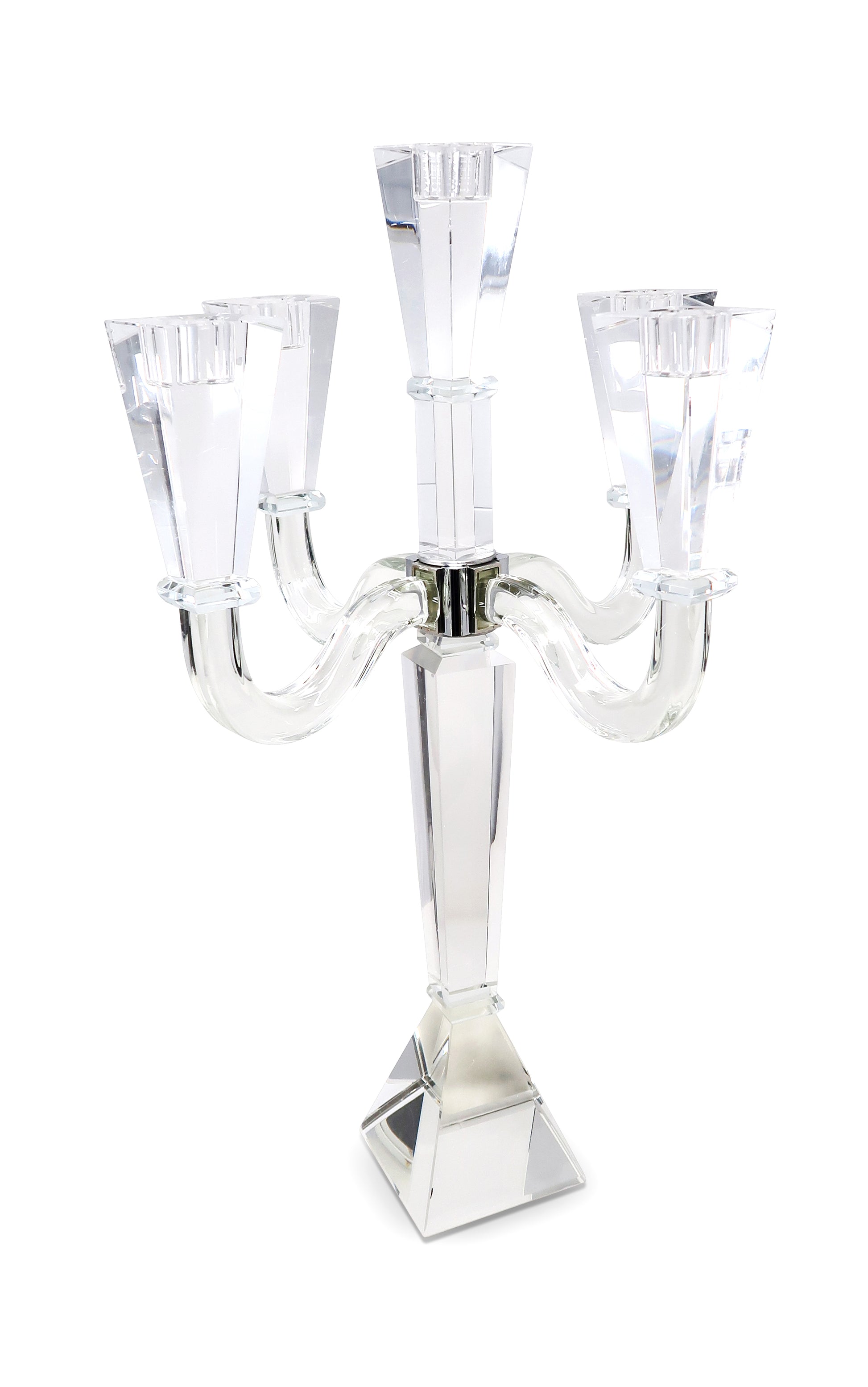 20" Clear Faceted Crystal Tabletop Candelabra Candle Holder-Candle Holders-DECOROLALA