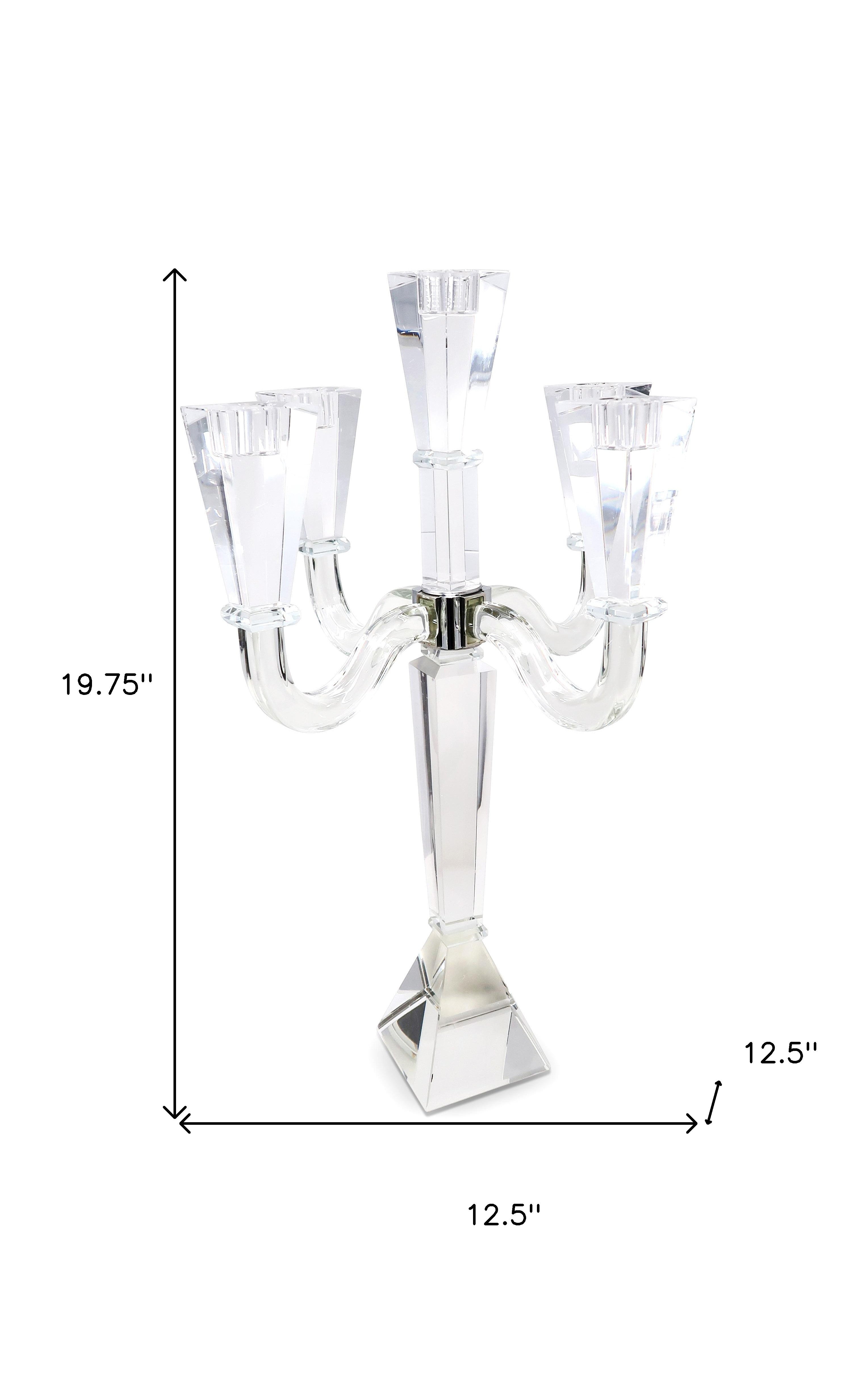 20" Clear Faceted Crystal Tabletop Candelabra Candle Holder-Candle Holders-DECOROLALA
