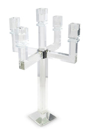 20" Clear Faceted Crystal Tabletop Candelabra Candle Holder-Candle Holders-DECOROLALA