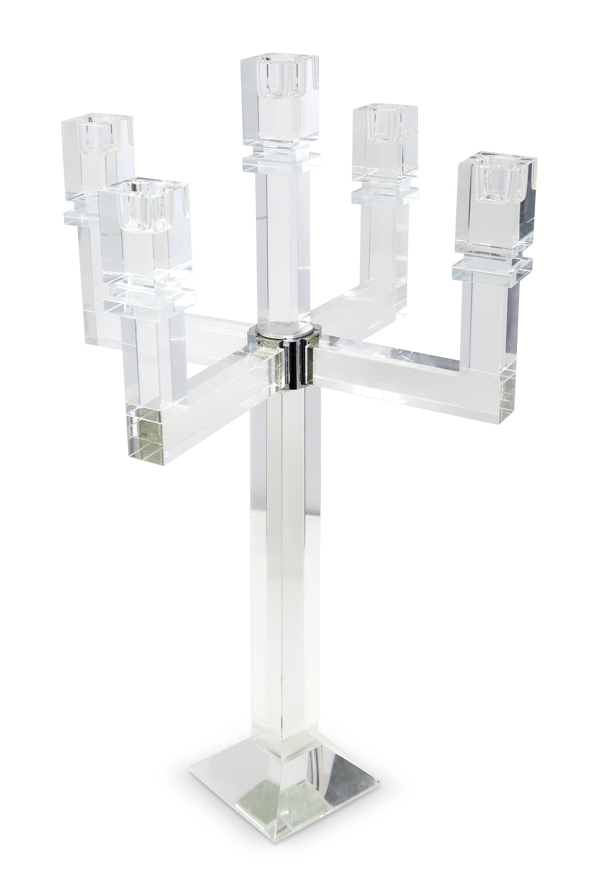 20" Clear Faceted Crystal Tabletop Candelabra Candle Holder-Candle Holders-DECOROLALA