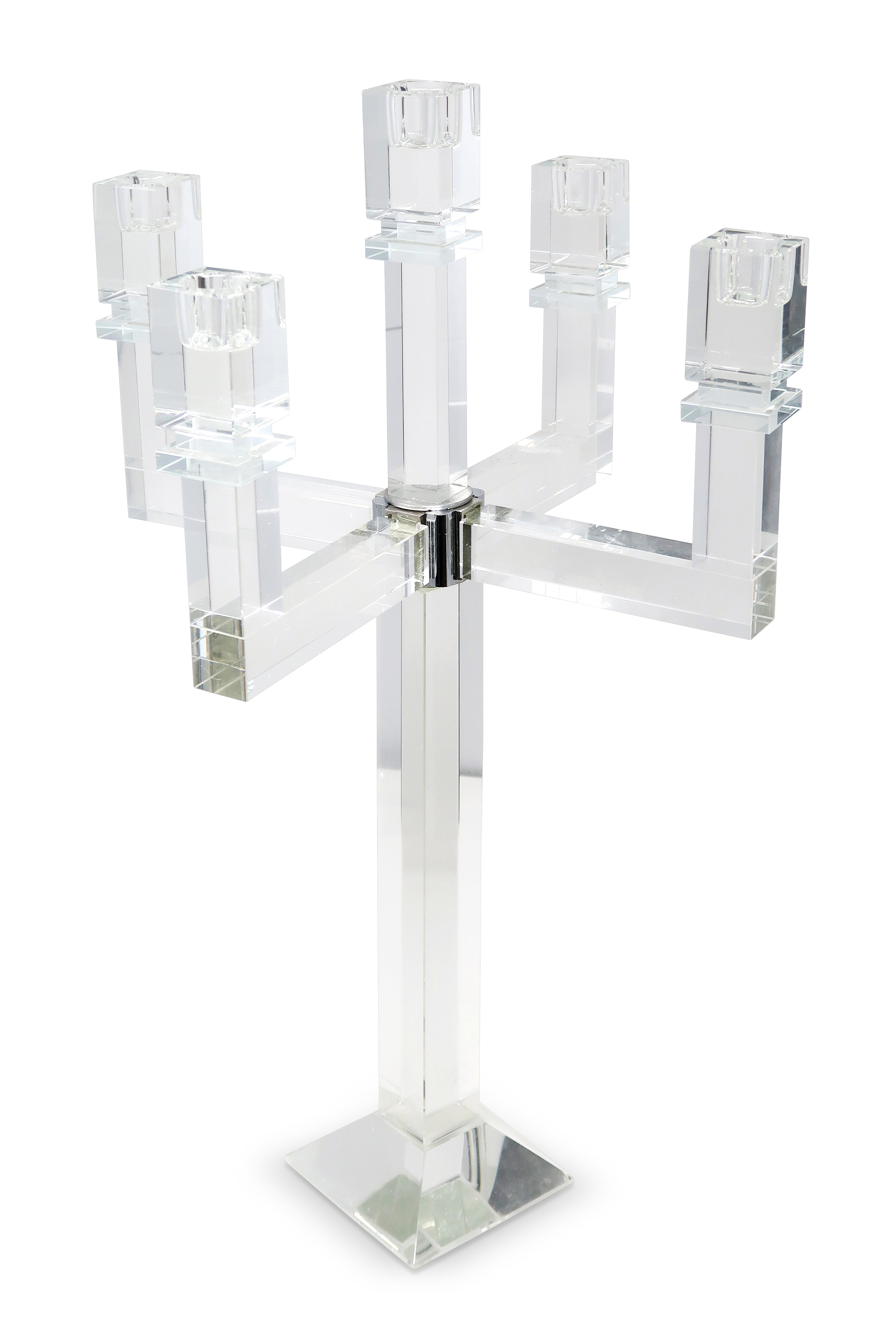 20" Clear Faceted Crystal Tabletop Candelabra Candle Holder-Candle Holders-DECOROLALA