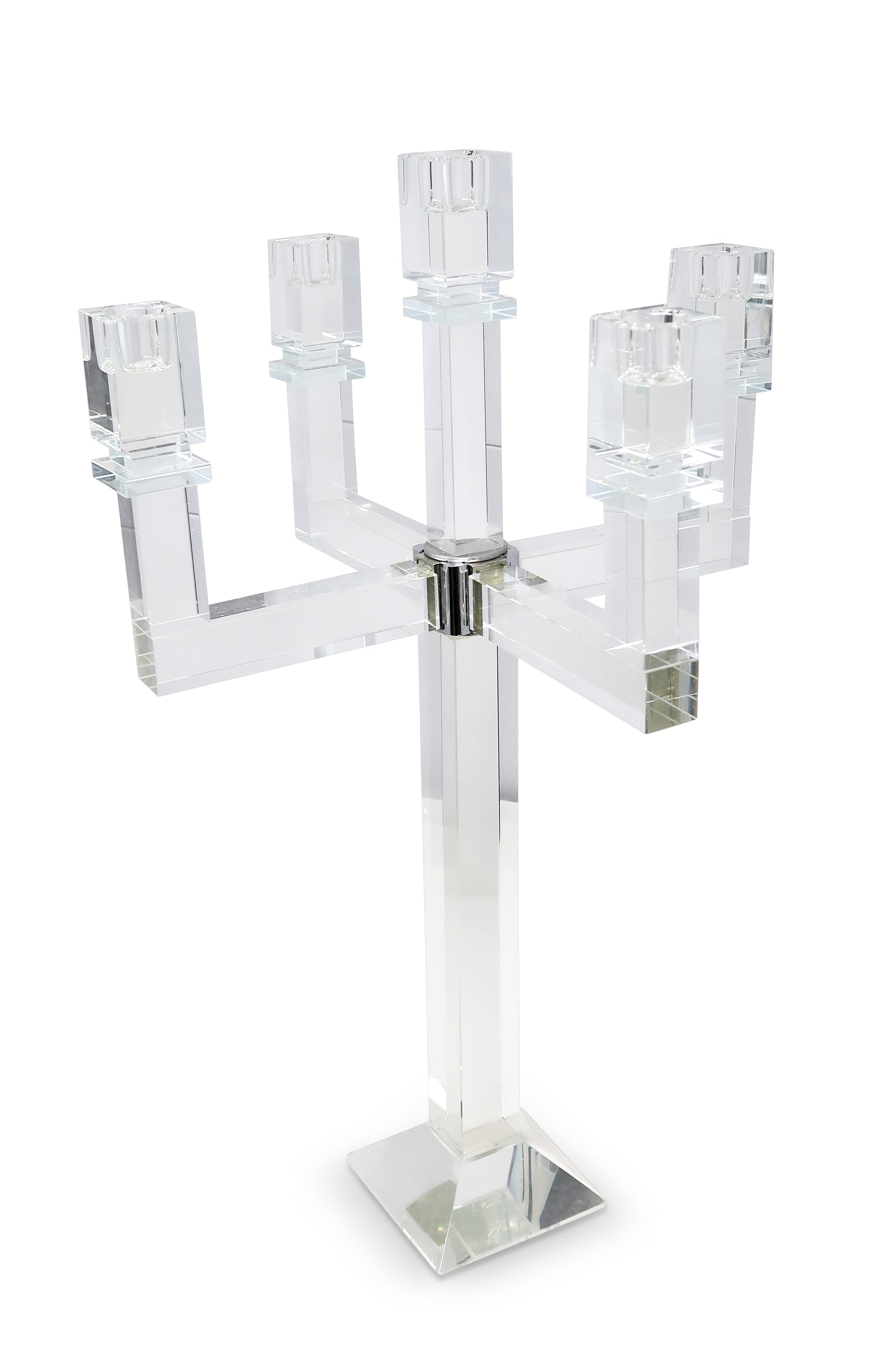 20" Clear Faceted Crystal Tabletop Candelabra Candle Holder-Candle Holders-DECOROLALA