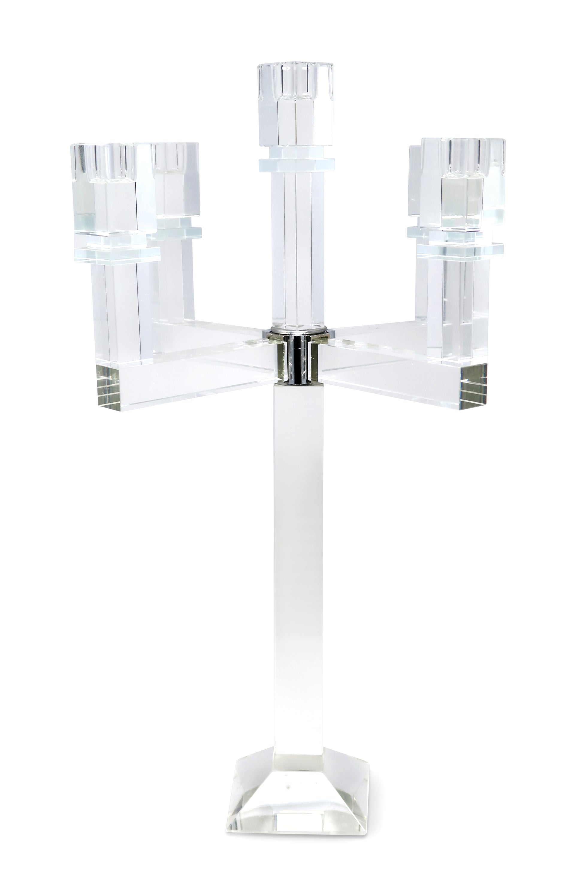 20" Clear Faceted Crystal Tabletop Candelabra Candle Holder-Candle Holders-DECOROLALA