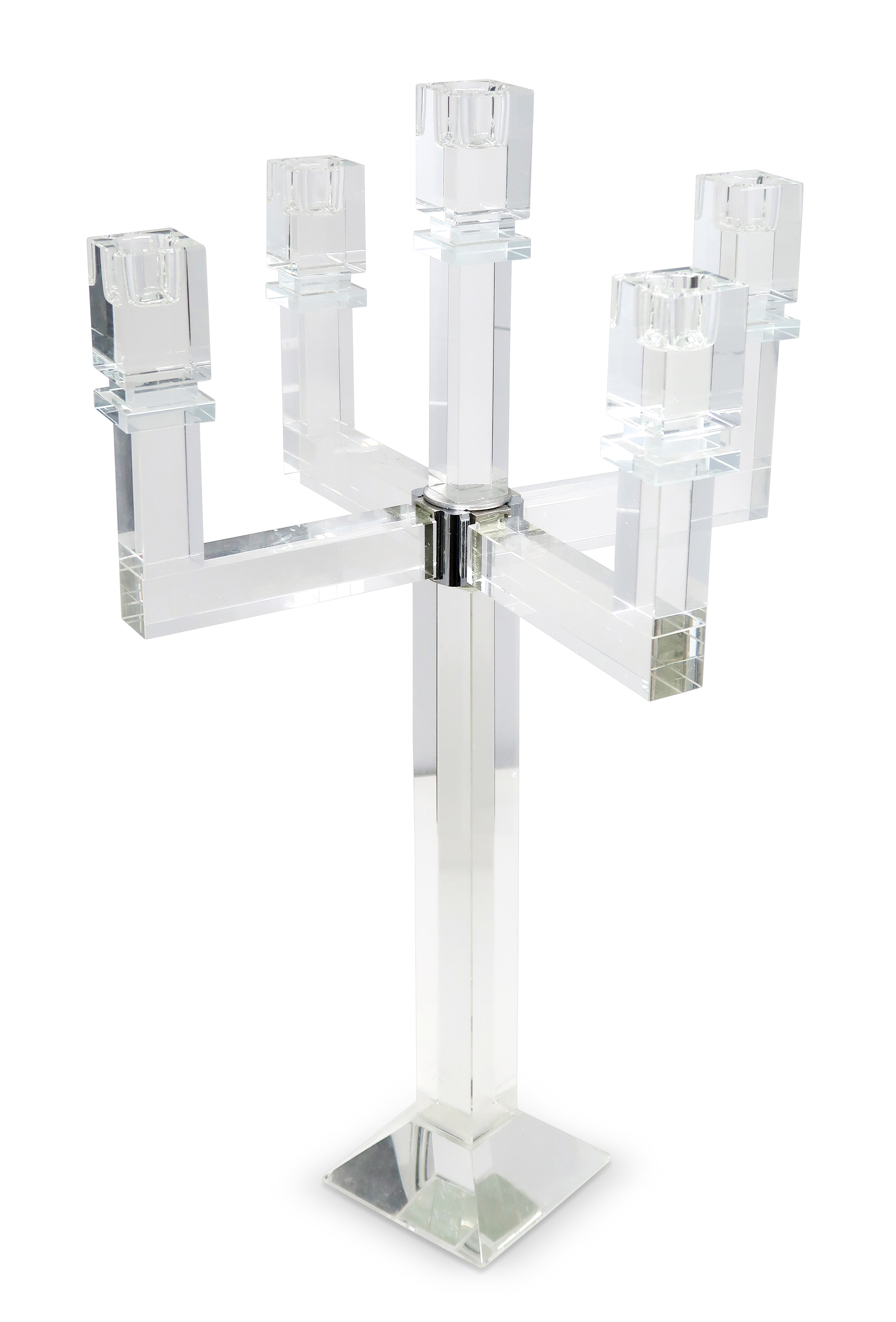 20" Clear Faceted Crystal Tabletop Candelabra Candle Holder-Candle Holders-DECOROLALA