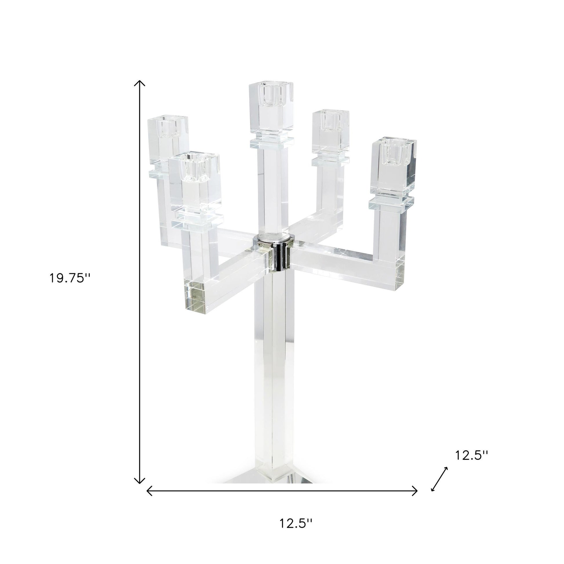 20" Clear Faceted Crystal Tabletop Candelabra Candle Holder-Candle Holders-DECOROLALA