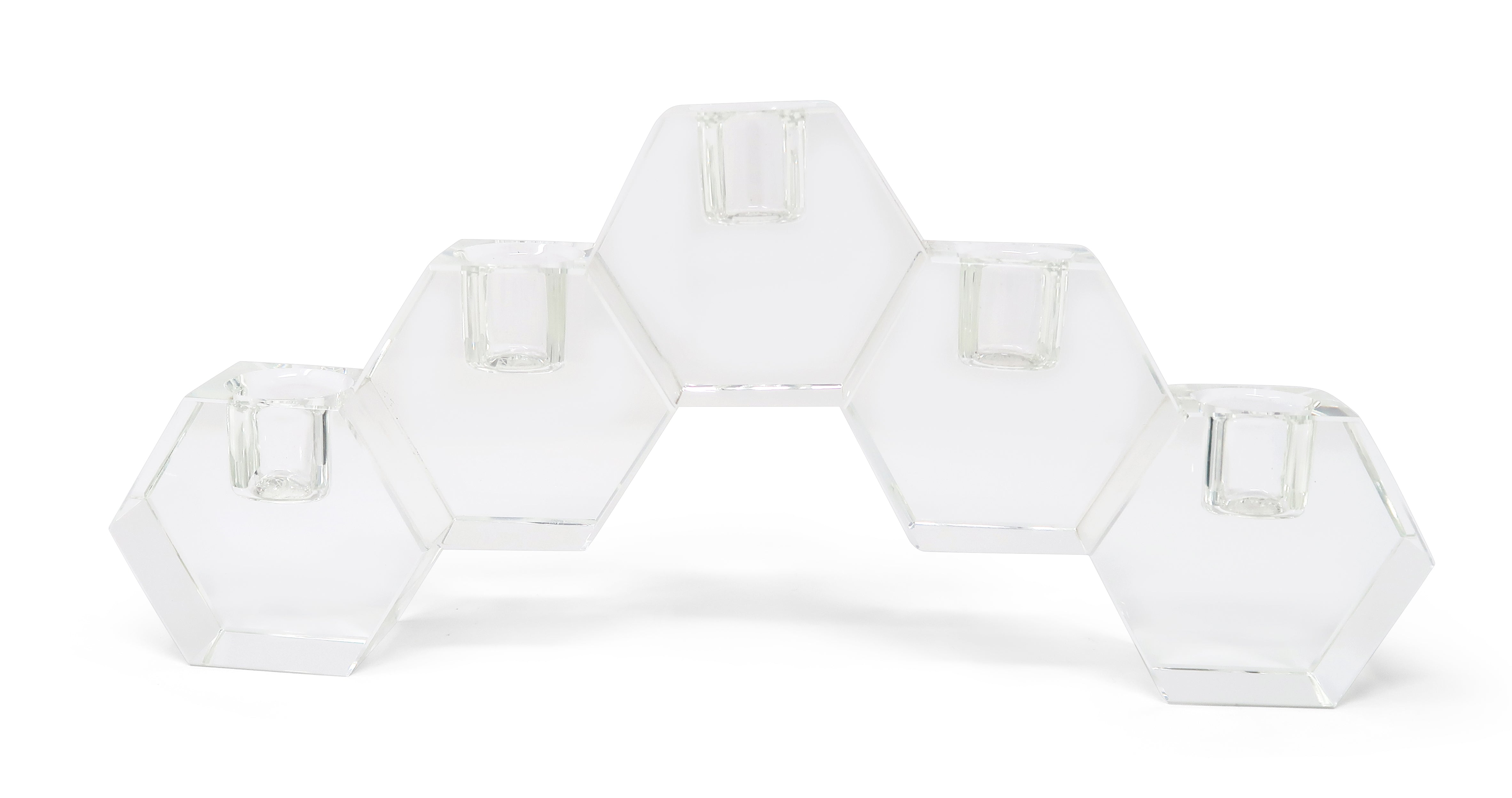 5" Clear Crystal Geometric Tabletop Candelabra Candle Holder-Candle Holders-DECOROLALA