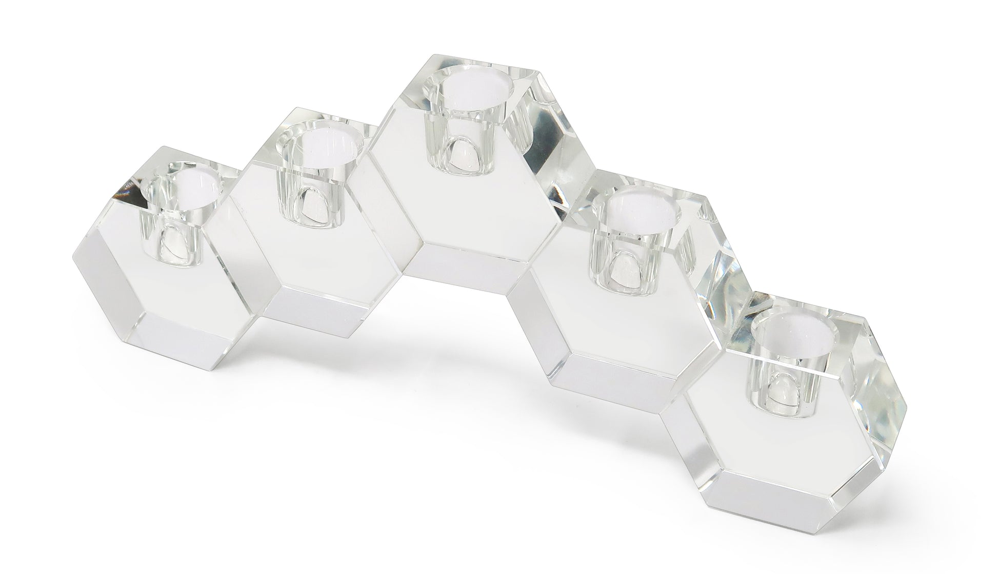 5" Clear Crystal Geometric Tabletop Candelabra Candle Holder-Candle Holders-DECOROLALA