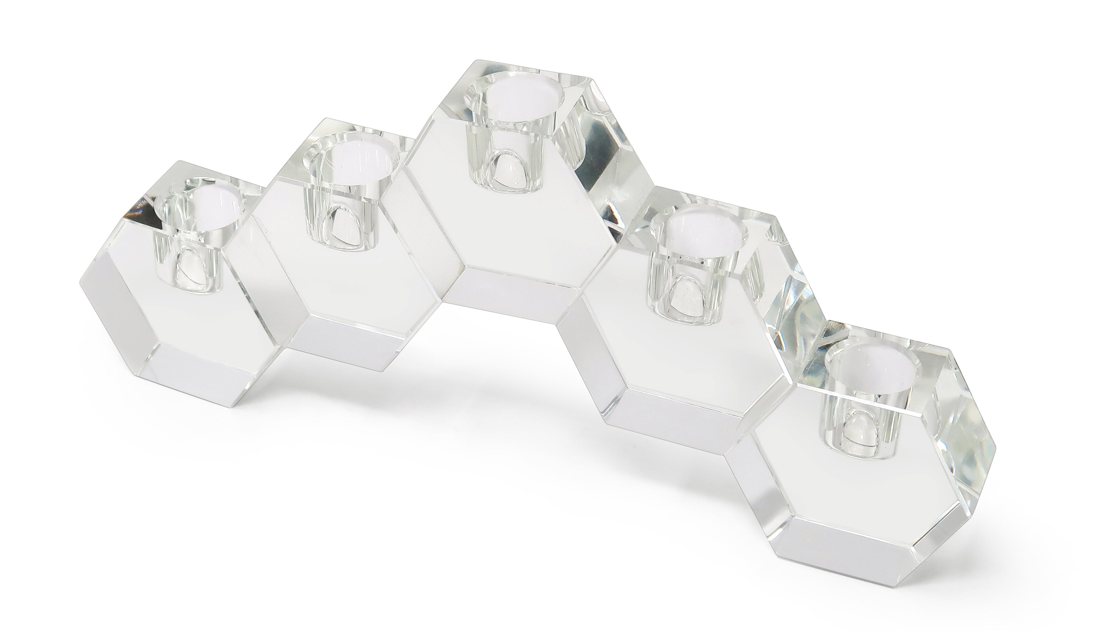 5" Clear Crystal Geometric Tabletop Candelabra Candle Holder-Candle Holders-DECOROLALA