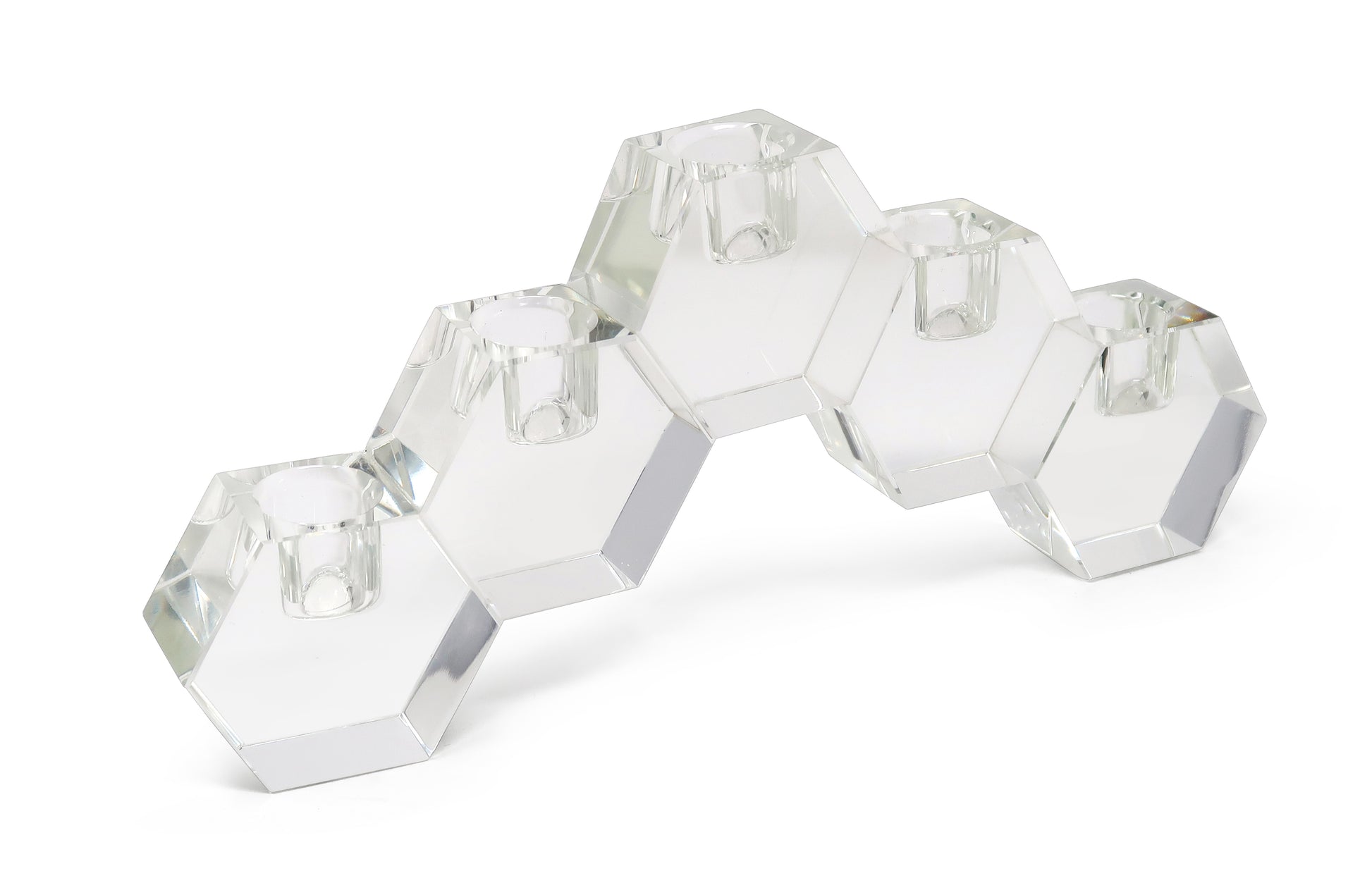 5" Clear Crystal Geometric Tabletop Candelabra Candle Holder-Candle Holders-DECOROLALA