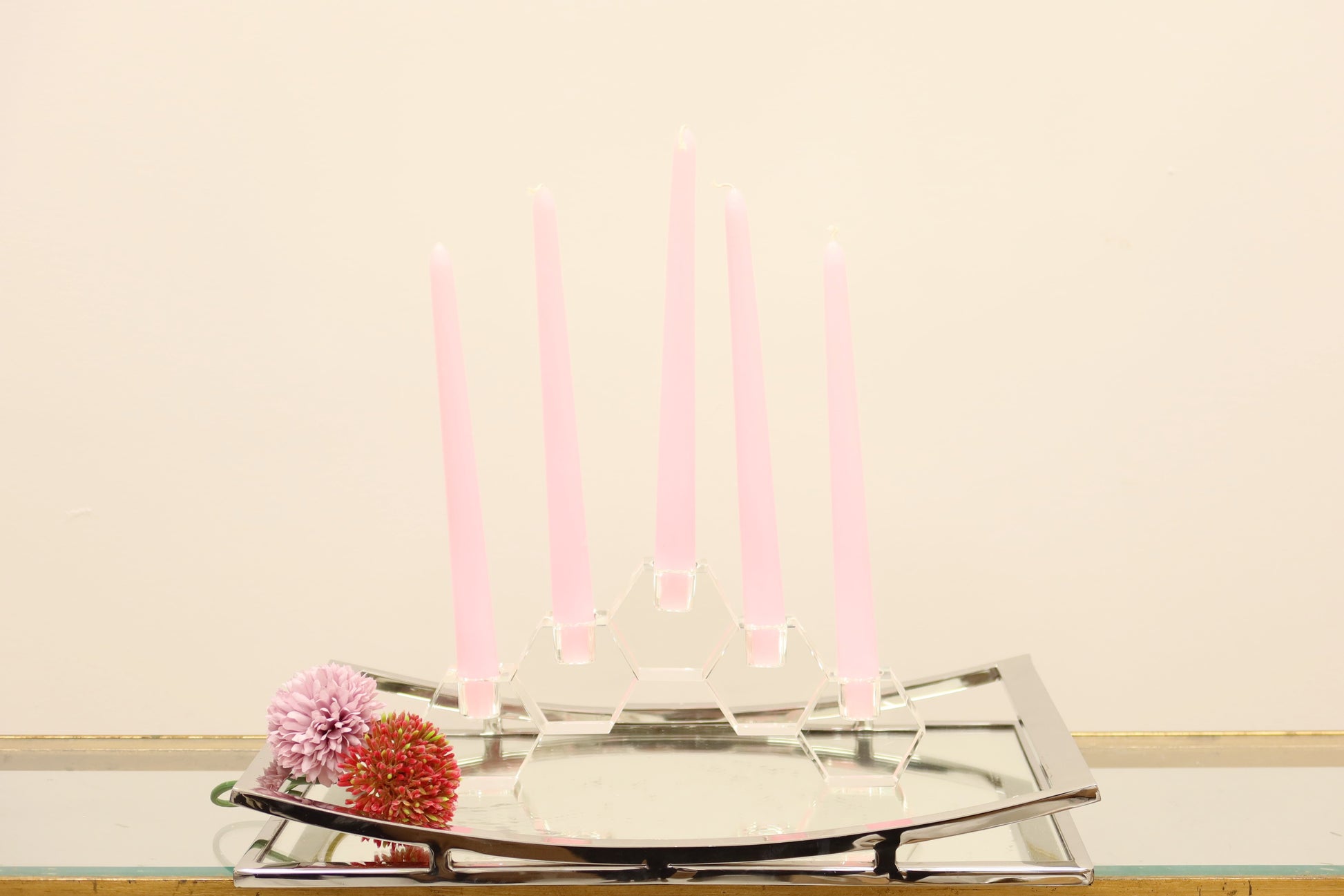 5" Clear Crystal Geometric Tabletop Candelabra Candle Holder-Candle Holders-DECOROLALA