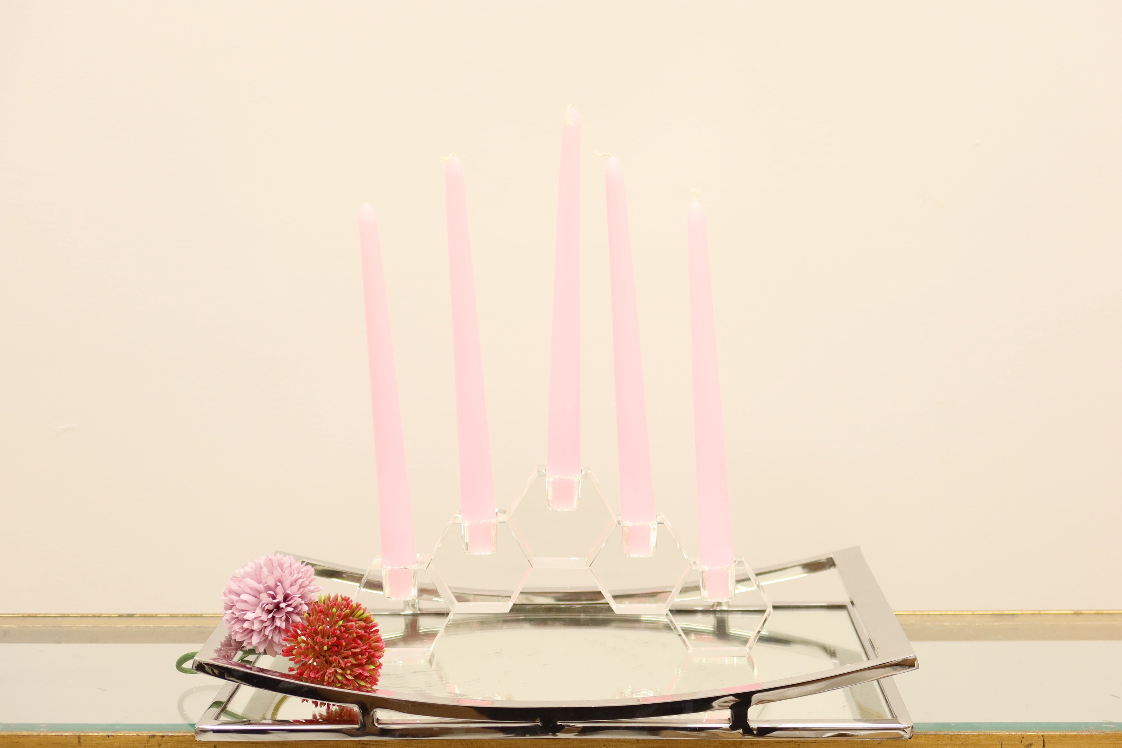 5" Clear Crystal Geometric Tabletop Candelabra Candle Holder-Candle Holders-DECOROLALA