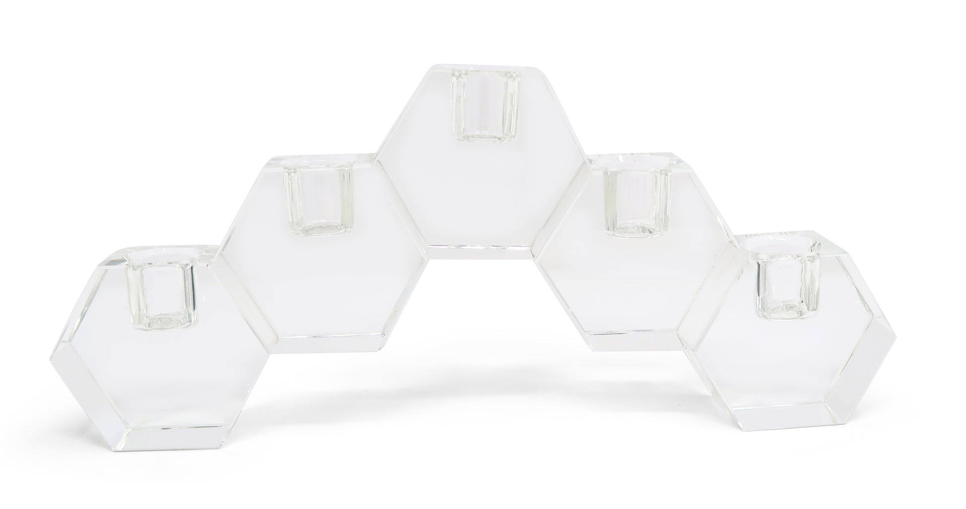 5" Clear Crystal Geometric Tabletop Candelabra Candle Holder-Candle Holders-DECOROLALA